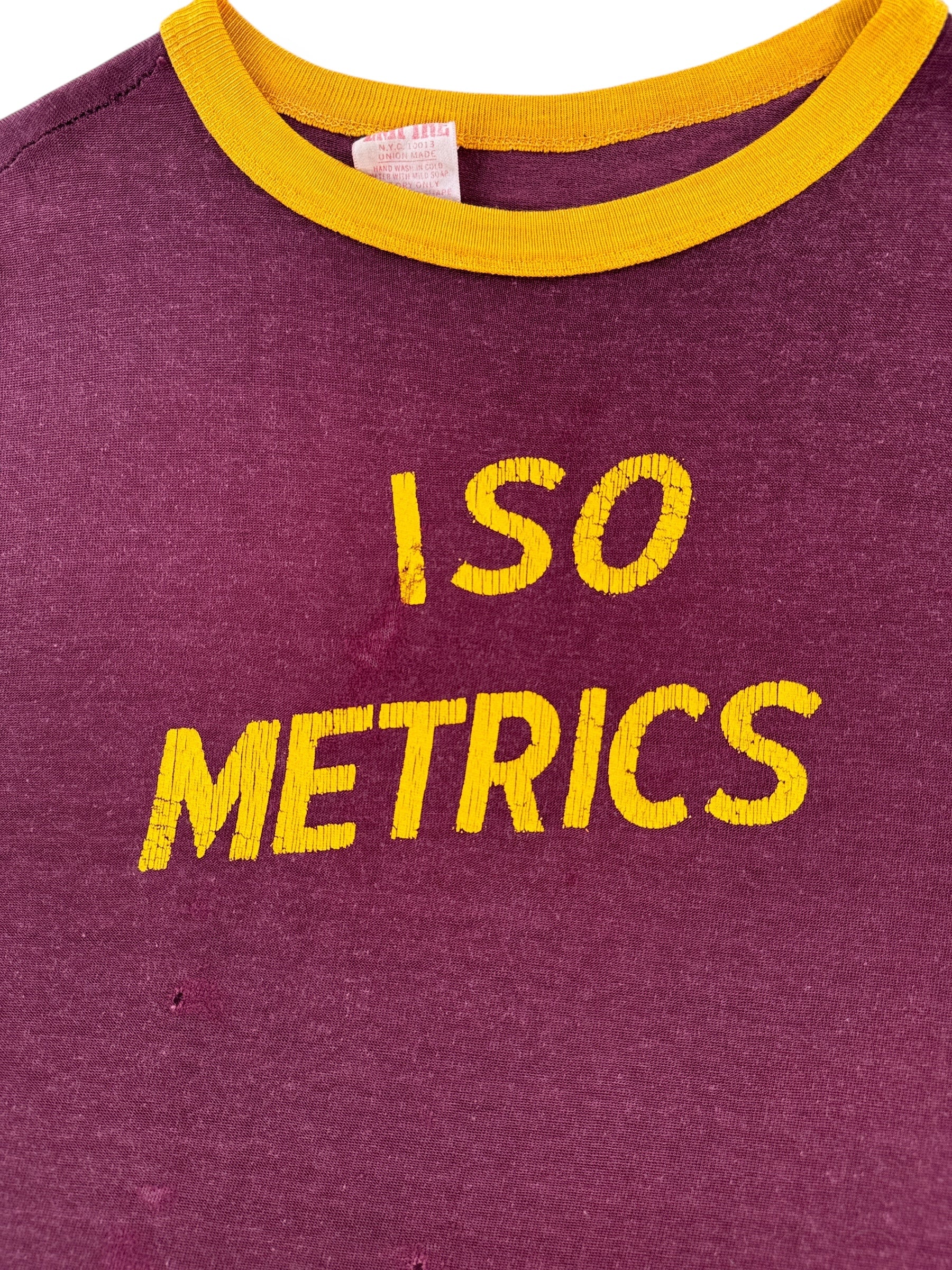 Front Graphic of Vintage ISO Metrics Rayon/Cotton Blend Jersey SZ M