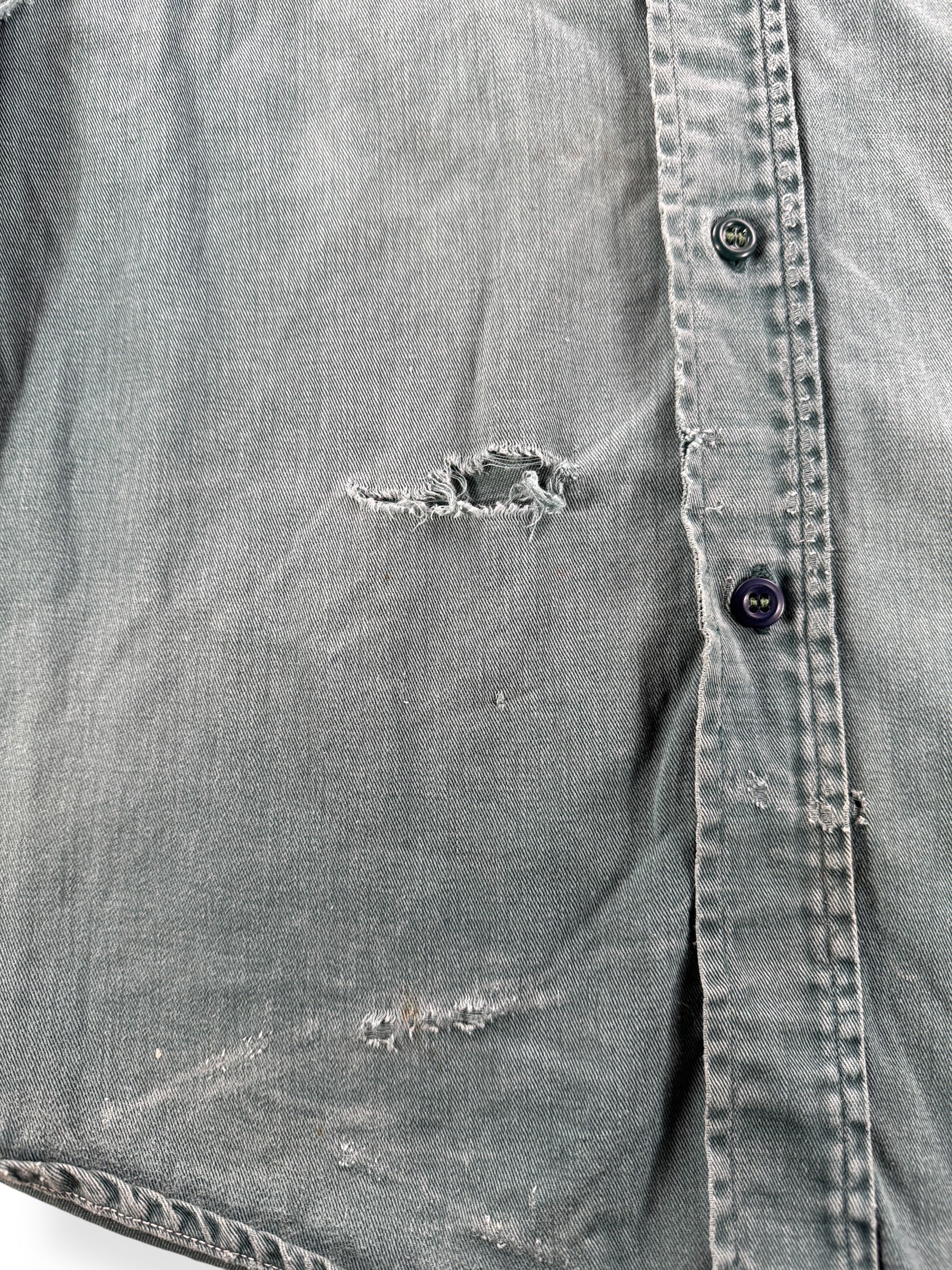 Holes on Vintage 50s Farm Repaired Big Mac Work Shirt SZ L