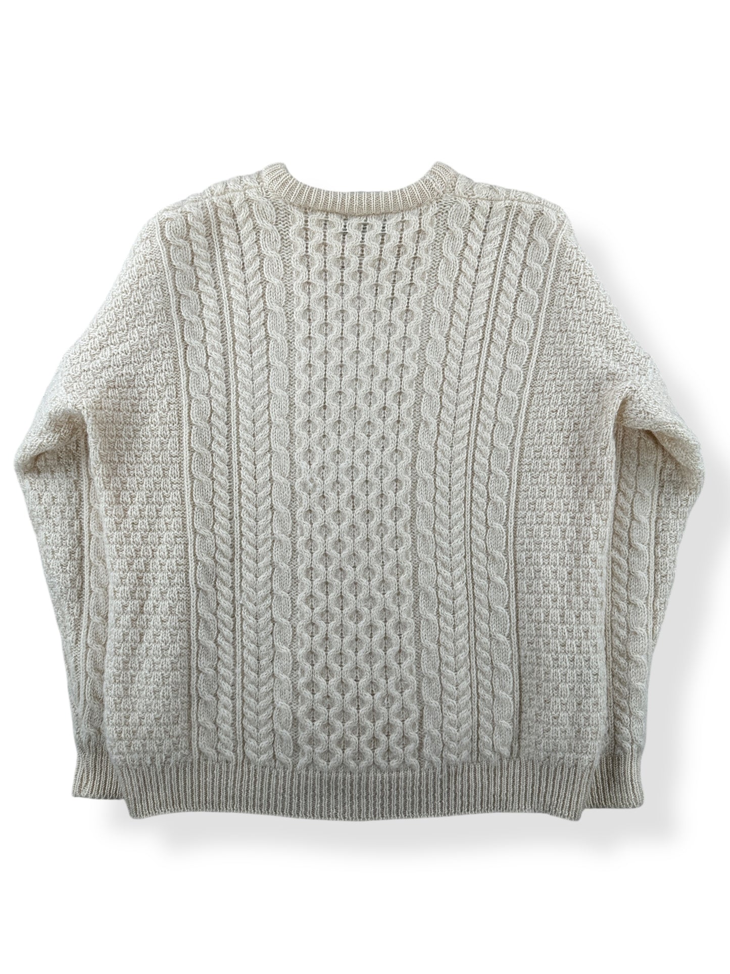 Back of Vintage Carraig Donn Irish Wool Cable Knit Sweater SZ XL