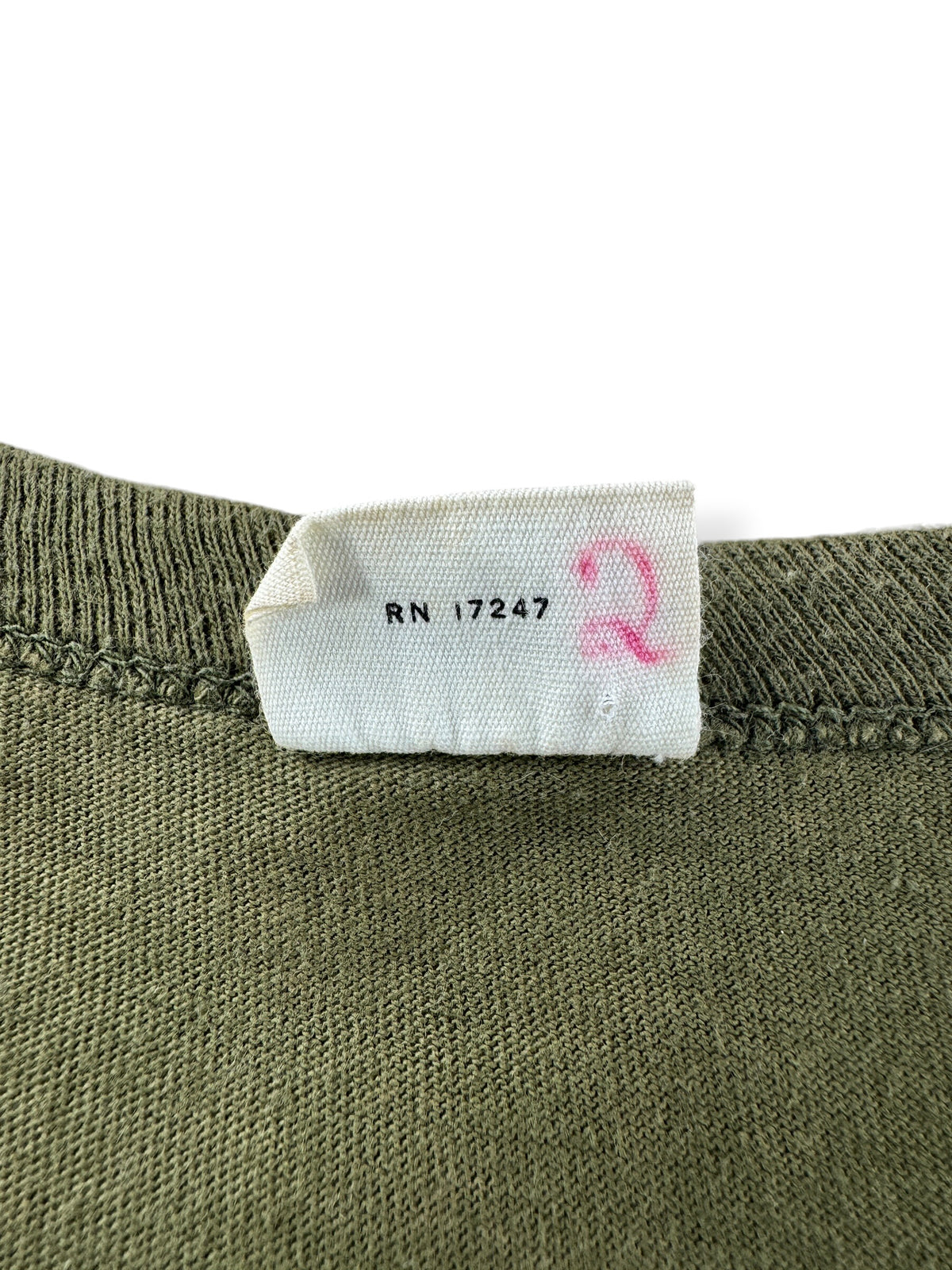 Back of tag on Vintage 50s Stedman Blank Green Tee SZ S (Fits XS)