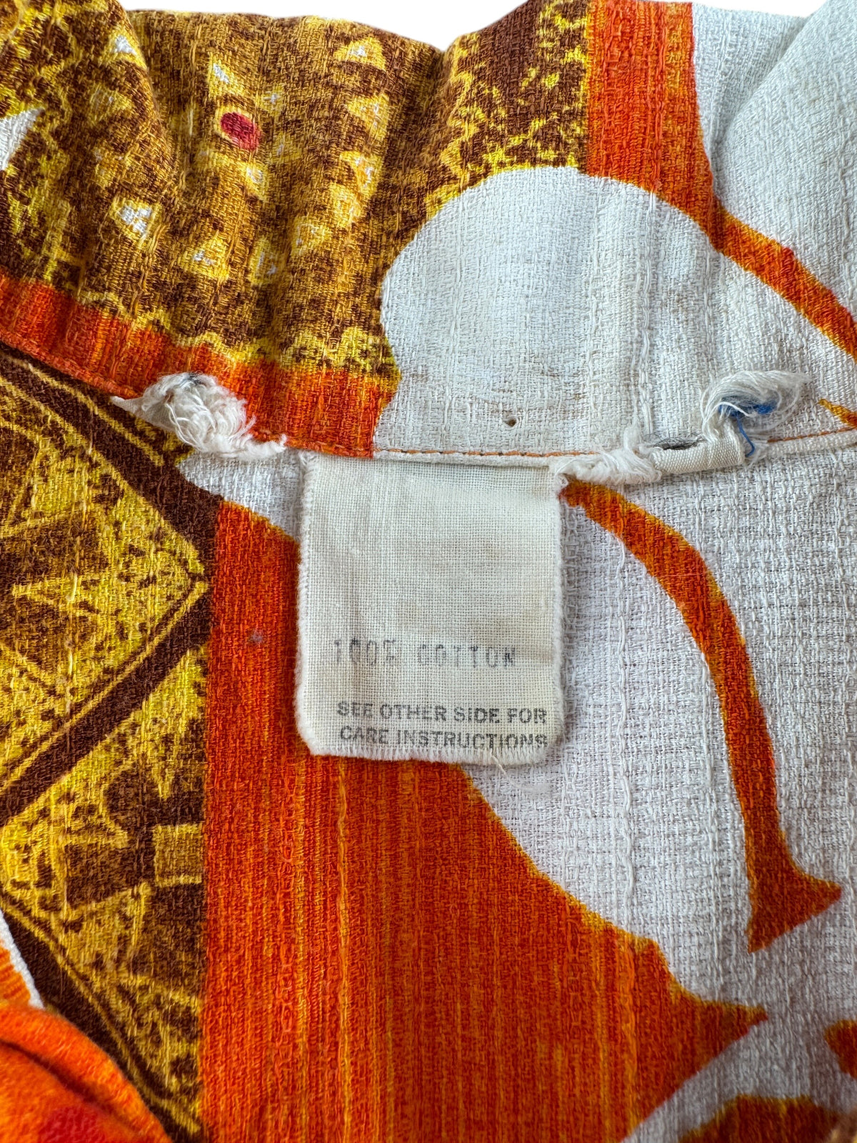 Tag on Vintage Barkcloth Aloha Shirt - AS IS SZ S