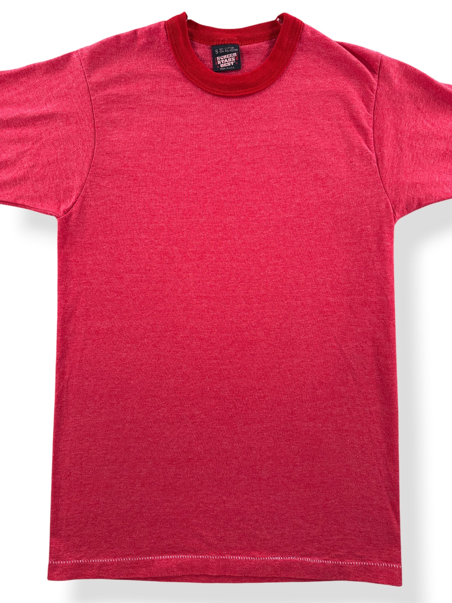 Front Close Up of Vintage Screen Stars Red Ringer Tee SZ S (Fits XS)