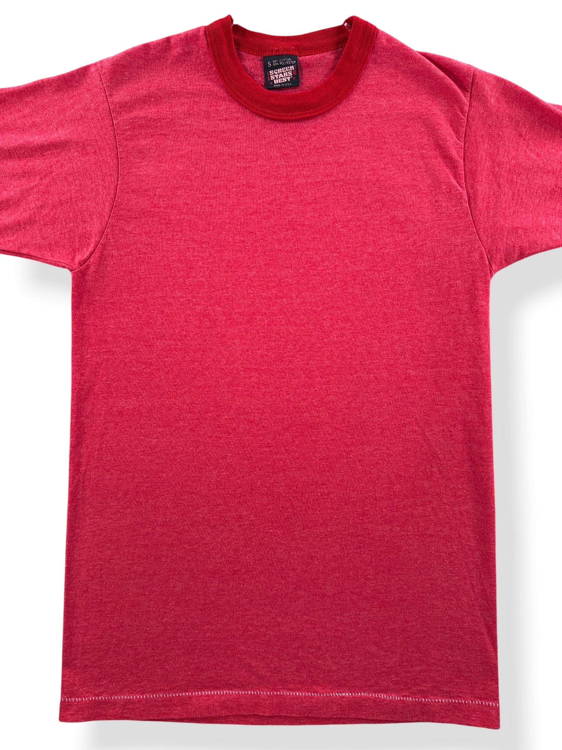 Front Close Up of Vintage Screen Stars Red Ringer Tee SZ S (Fits XS)