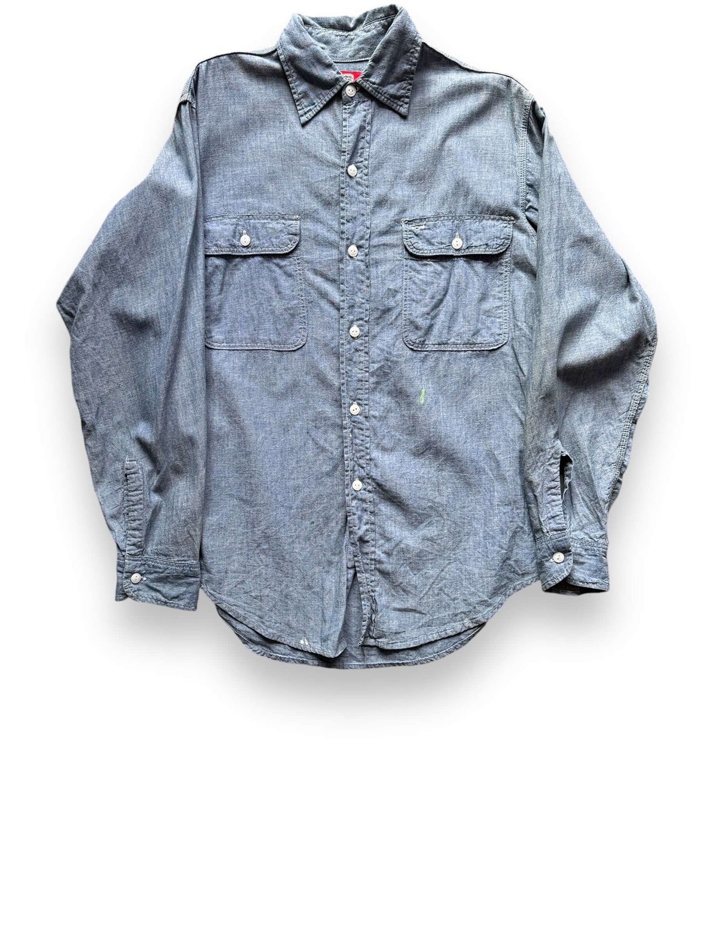 Front View of Vintage 60s Era Penneys Big Mac Chambray Shirt SZ L