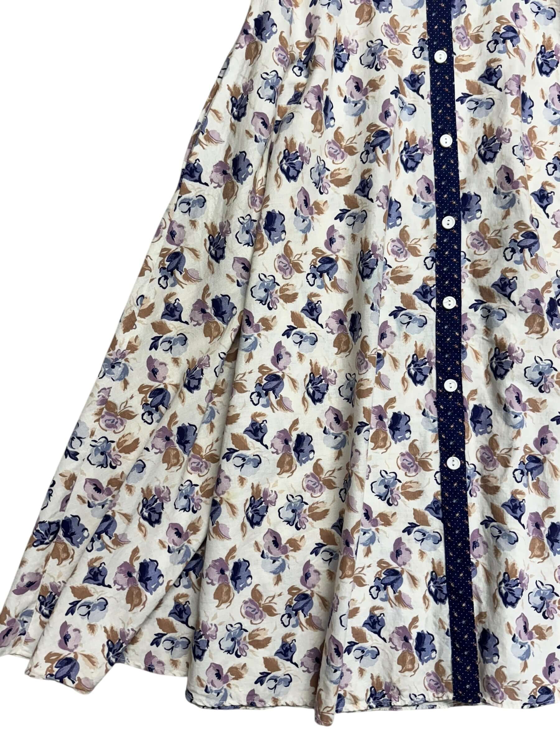 Skirt view of 1970s Floral Gunne Sax Sundress S