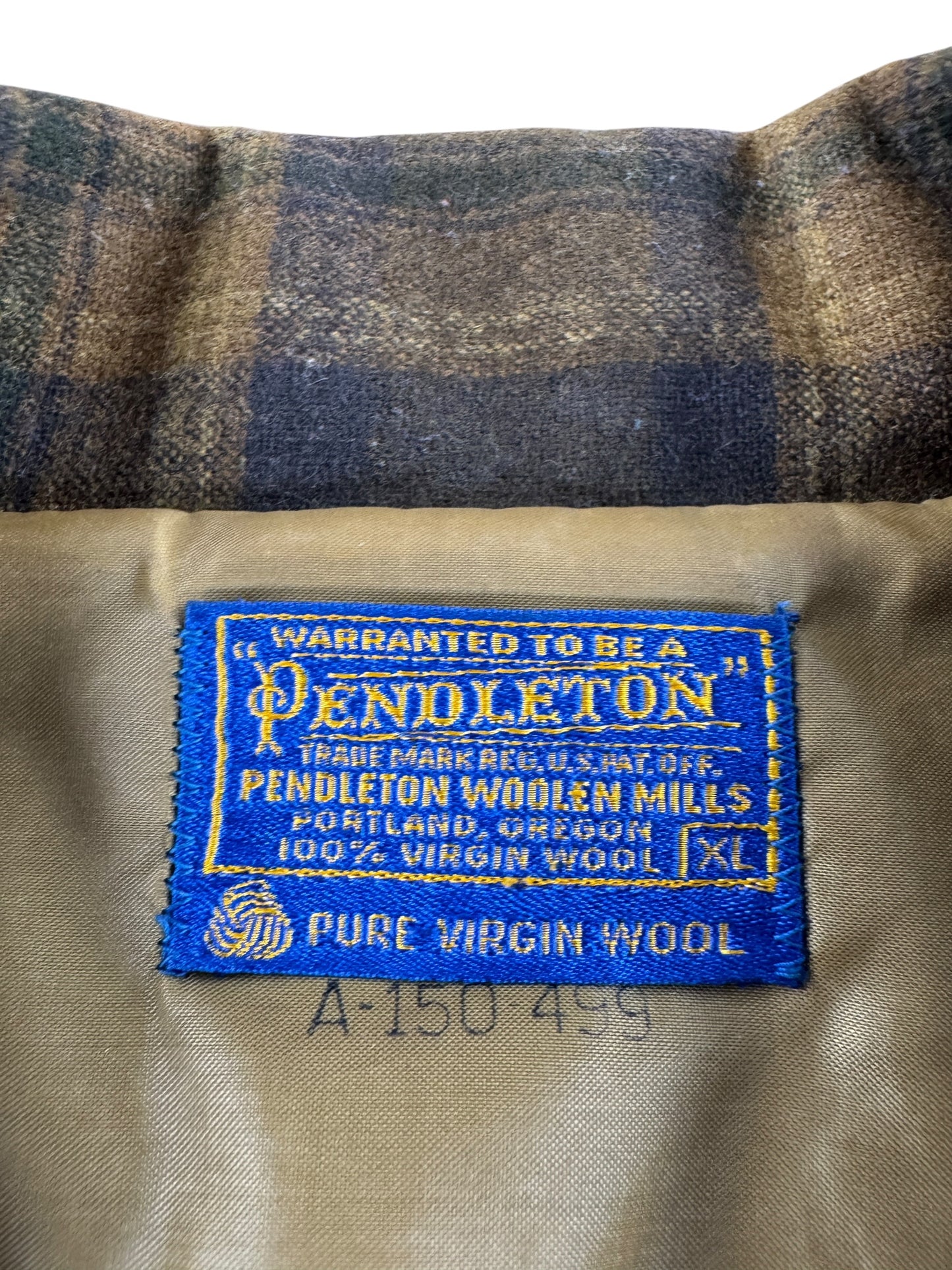 Tag on Vintage Pendelton Wool Chore Coat SZ XL