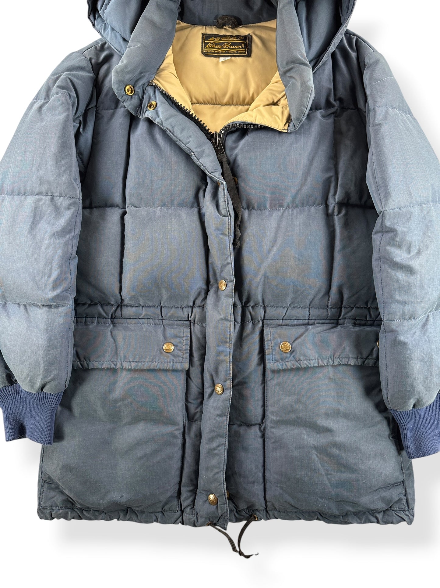 Front Close Up of Vintage Eddie Bauer Down Coat SZ S