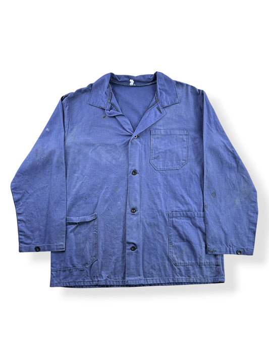 Front of Vintage Grey Blue French Chore Coat SZ L