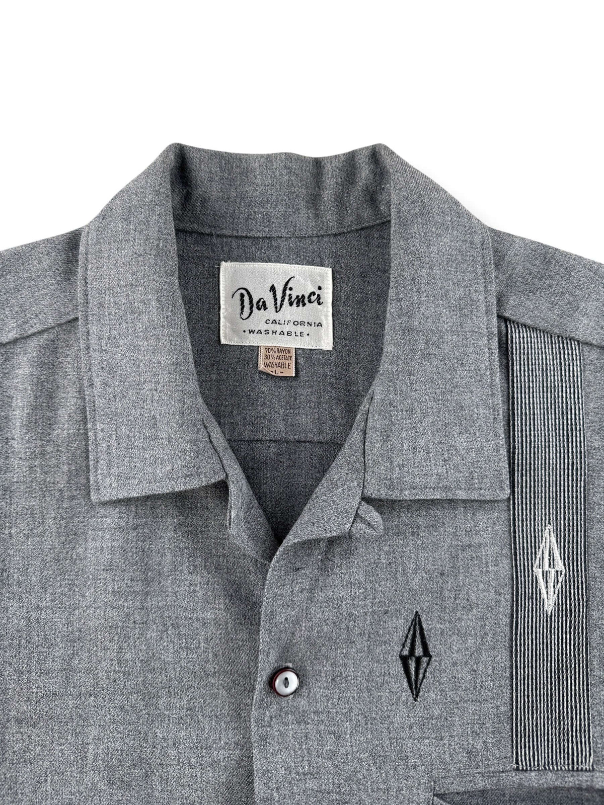 Collar on Vintage 1960s Da Vinci Rockabilly Rayon Loop Collar Shirt SZ L
