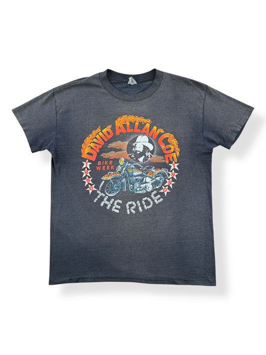 Front of Vintage David Allan Coe 1990 Bike Week Tee SZ L
