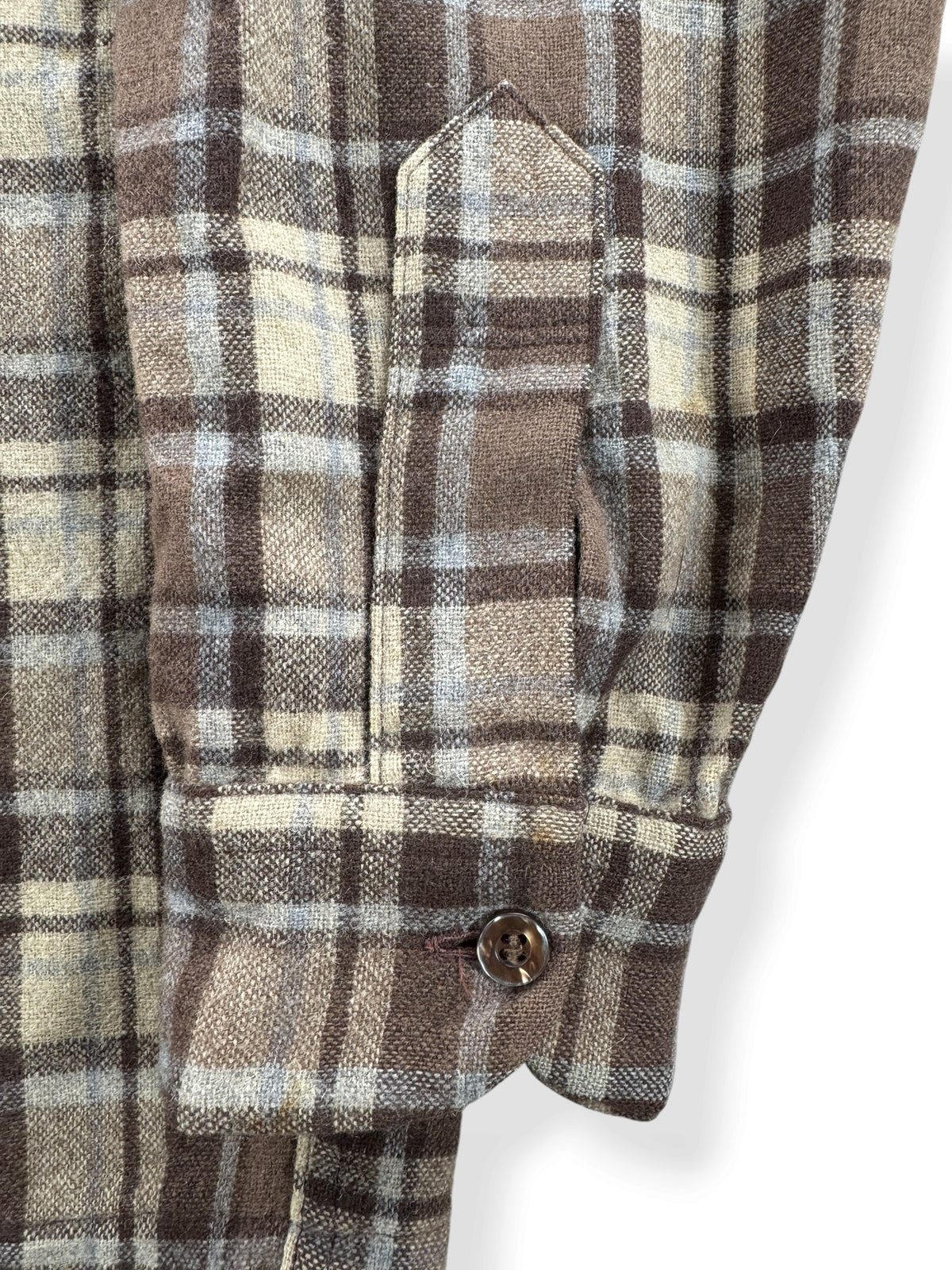 Cuff on Vintage Pendleton Brown Board Shirt SZ L