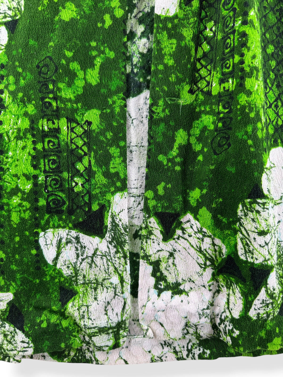 Missing buttons on Vintage Green Barkcloth Aloha Shirt SZ S/M - AS IS