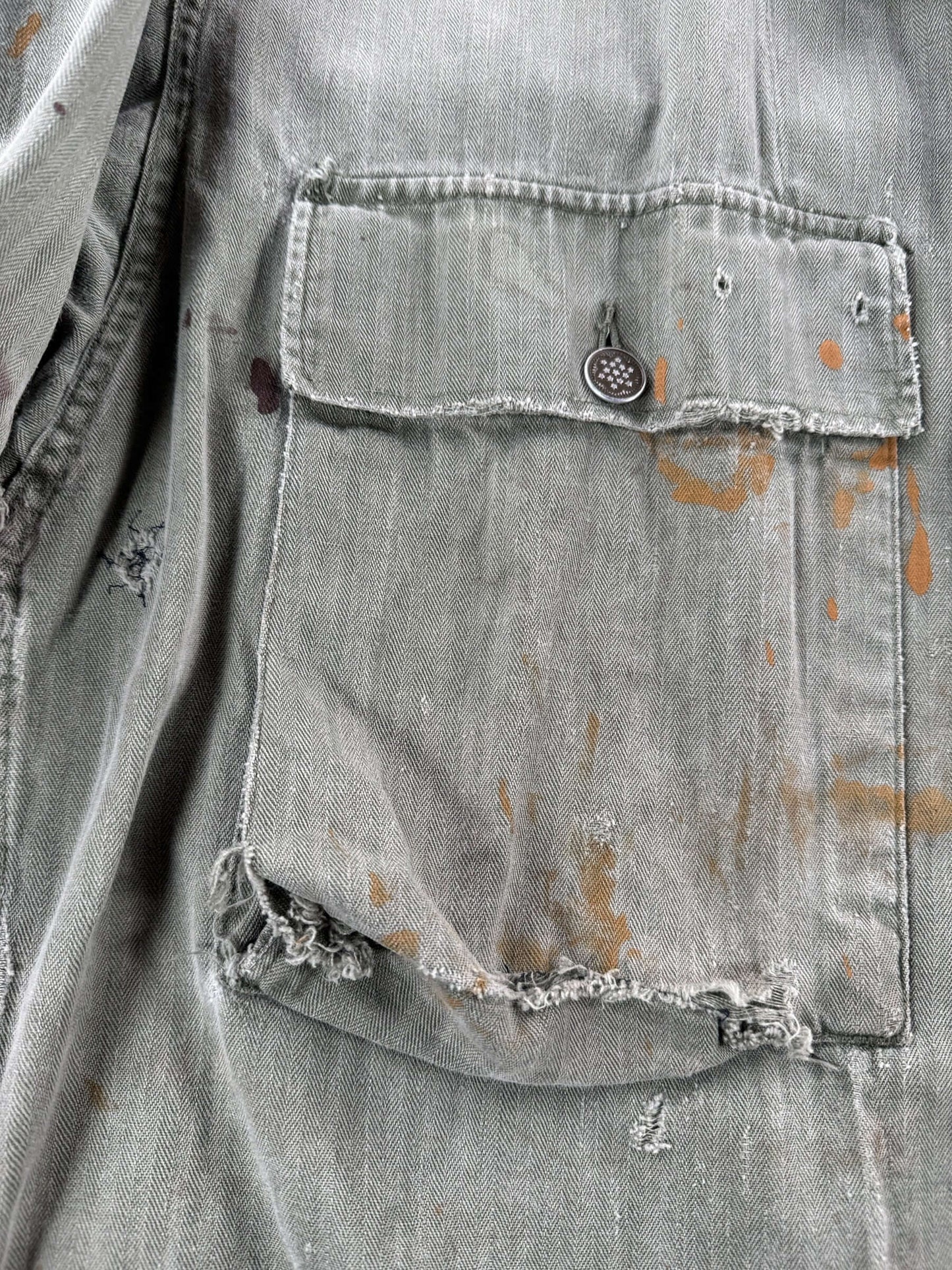 Stains on Vintage Custom Harley Bandana HBT Military Top SZ XL