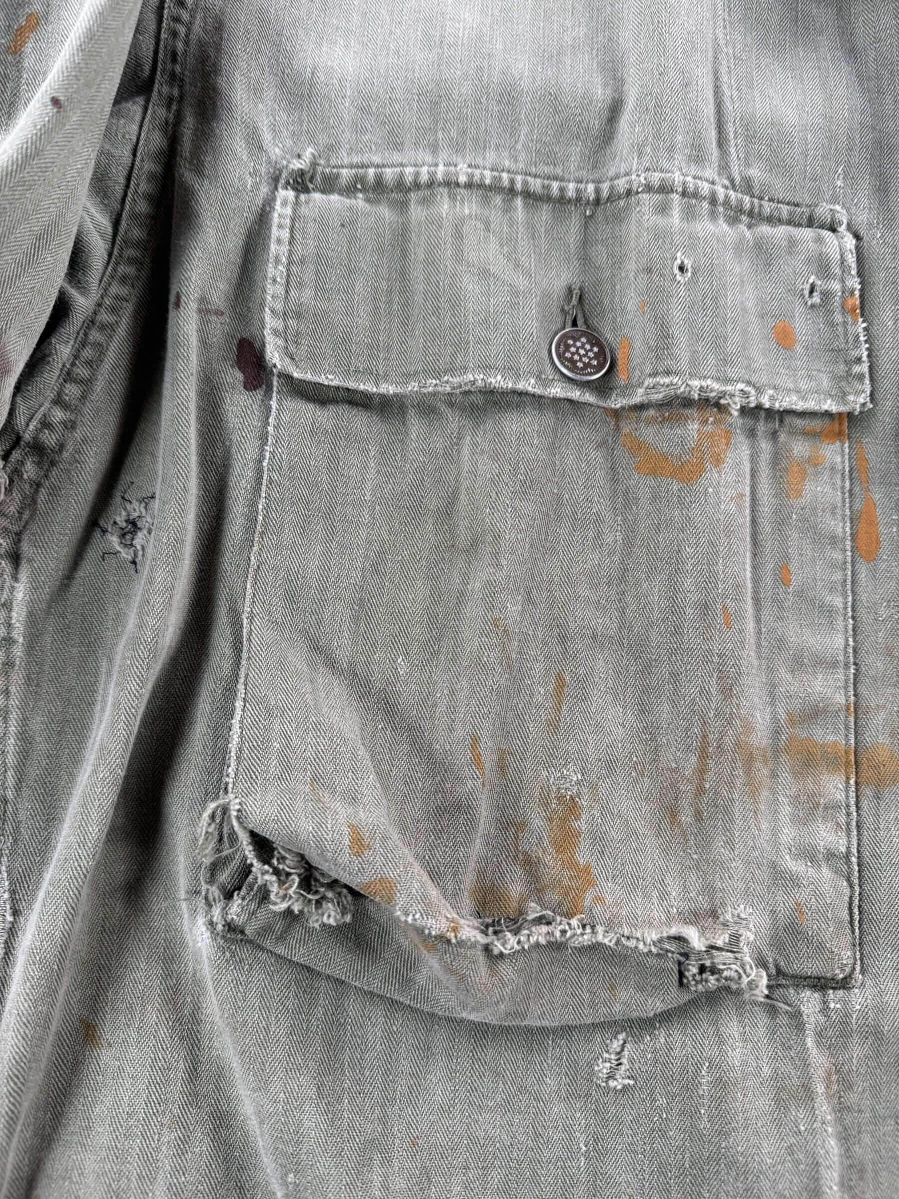 Stains on Vintage Custom Harley Bandana HBT Military Top SZ XL