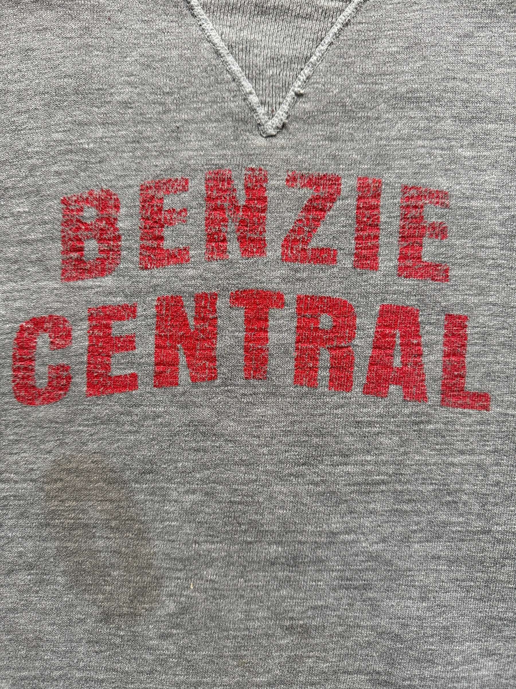 front graphic on Vintage Benzie Central Single V Crewneck SZ M