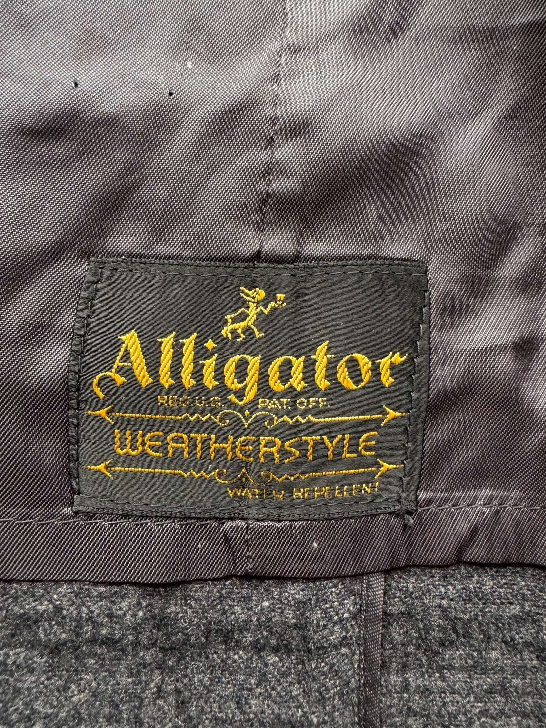 Label on Vintage Alligator Brand Overcoat SZ L