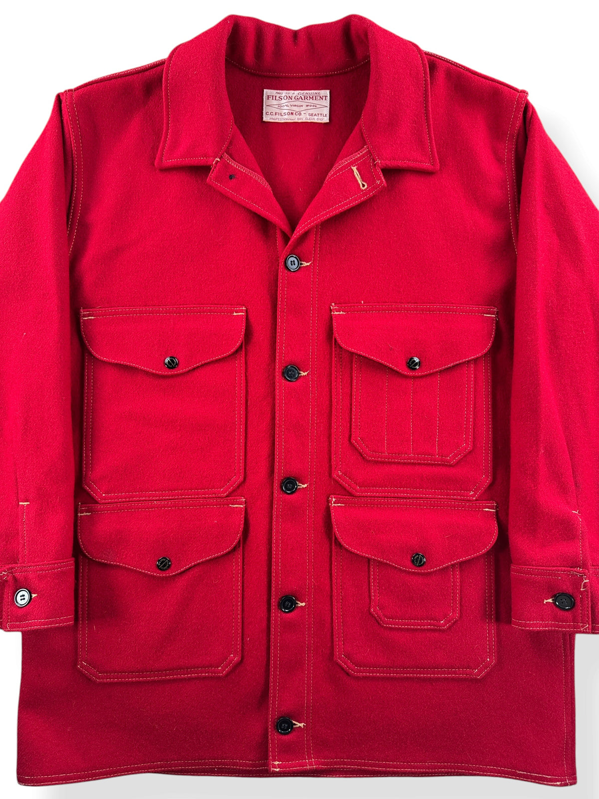 Close-up of Filson Limited Edition 1897 Collection Scarlet Cruiser SZ L