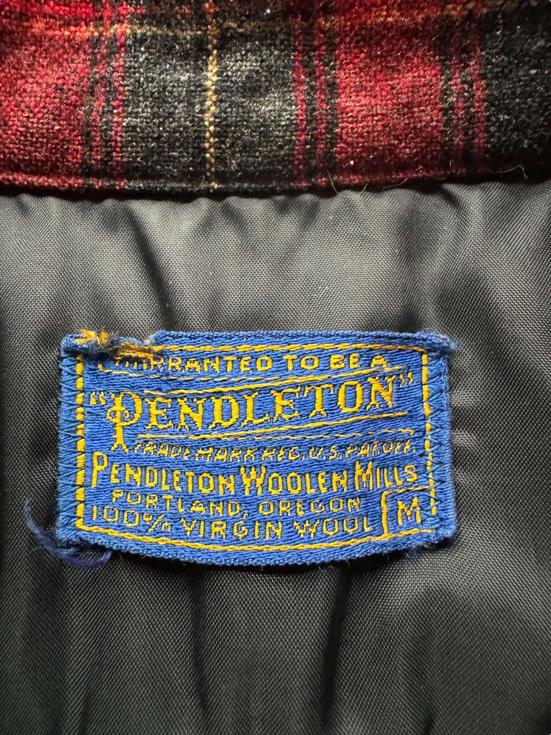 tag on Vintage Pendleton Red/Grey Plaid Board Shirt SZ M