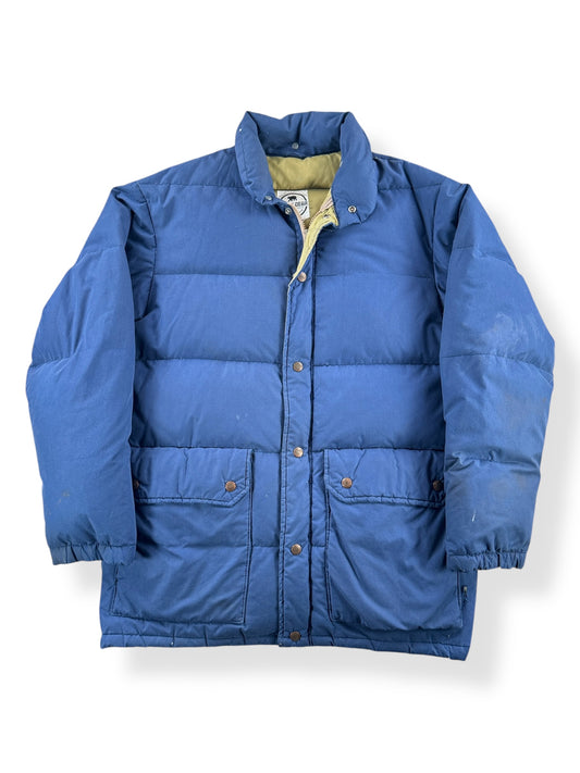 Front of Vintage 80s Era Black Bear Puffer Jacket SZ L AS IS