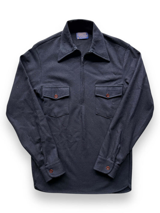 front of Vintage Pendleton Navy Half-zip Wool Shirt SZ S