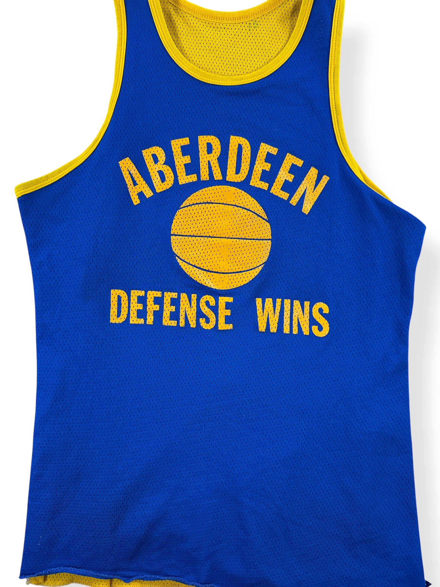 Front Close Up of Vintage Aberdeen Defense Wins Basketball Tank Top SZ XL (Fits M/L)