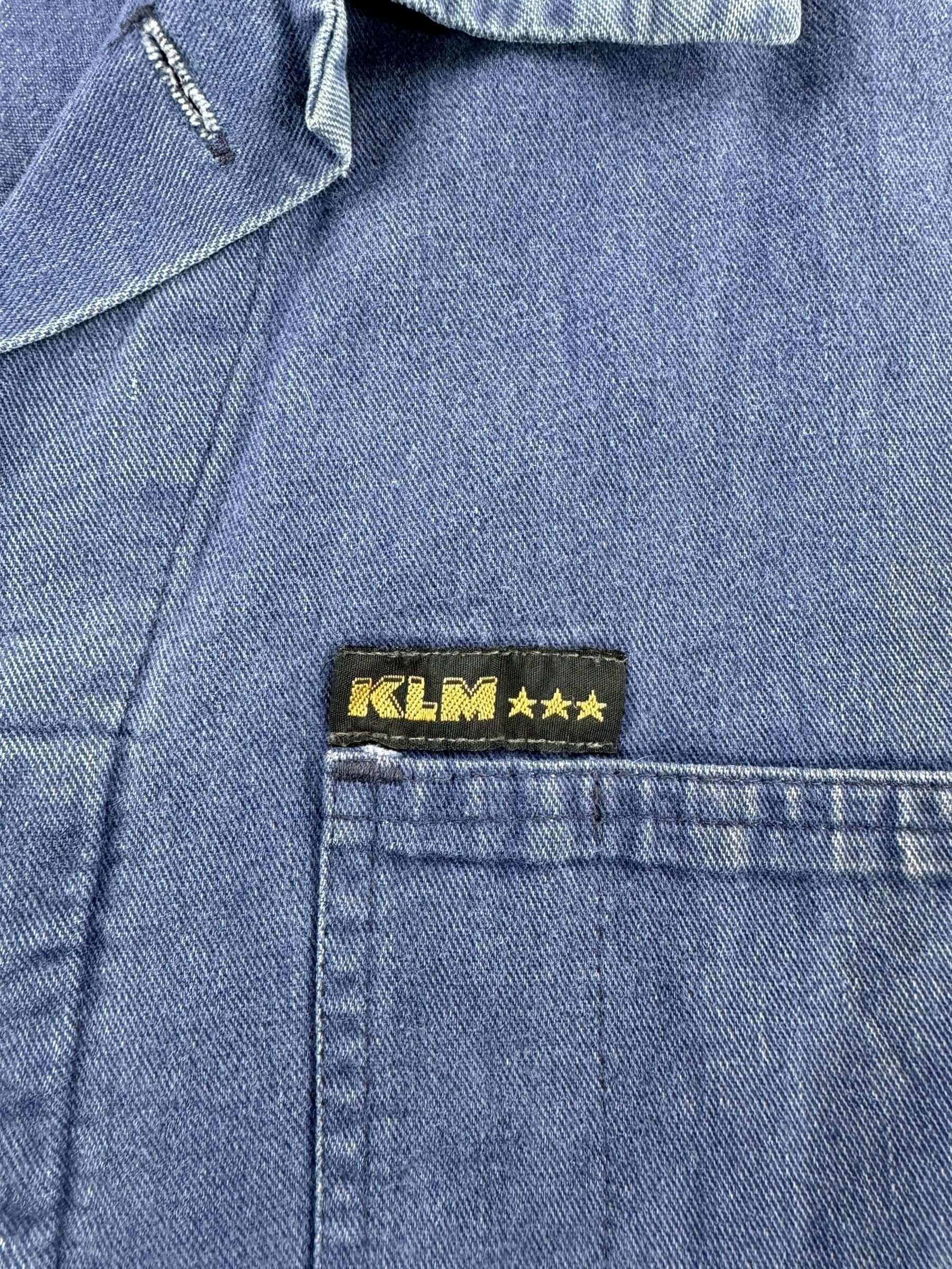 Label on Vintage KLM Faded French Chore Coat SZ XL