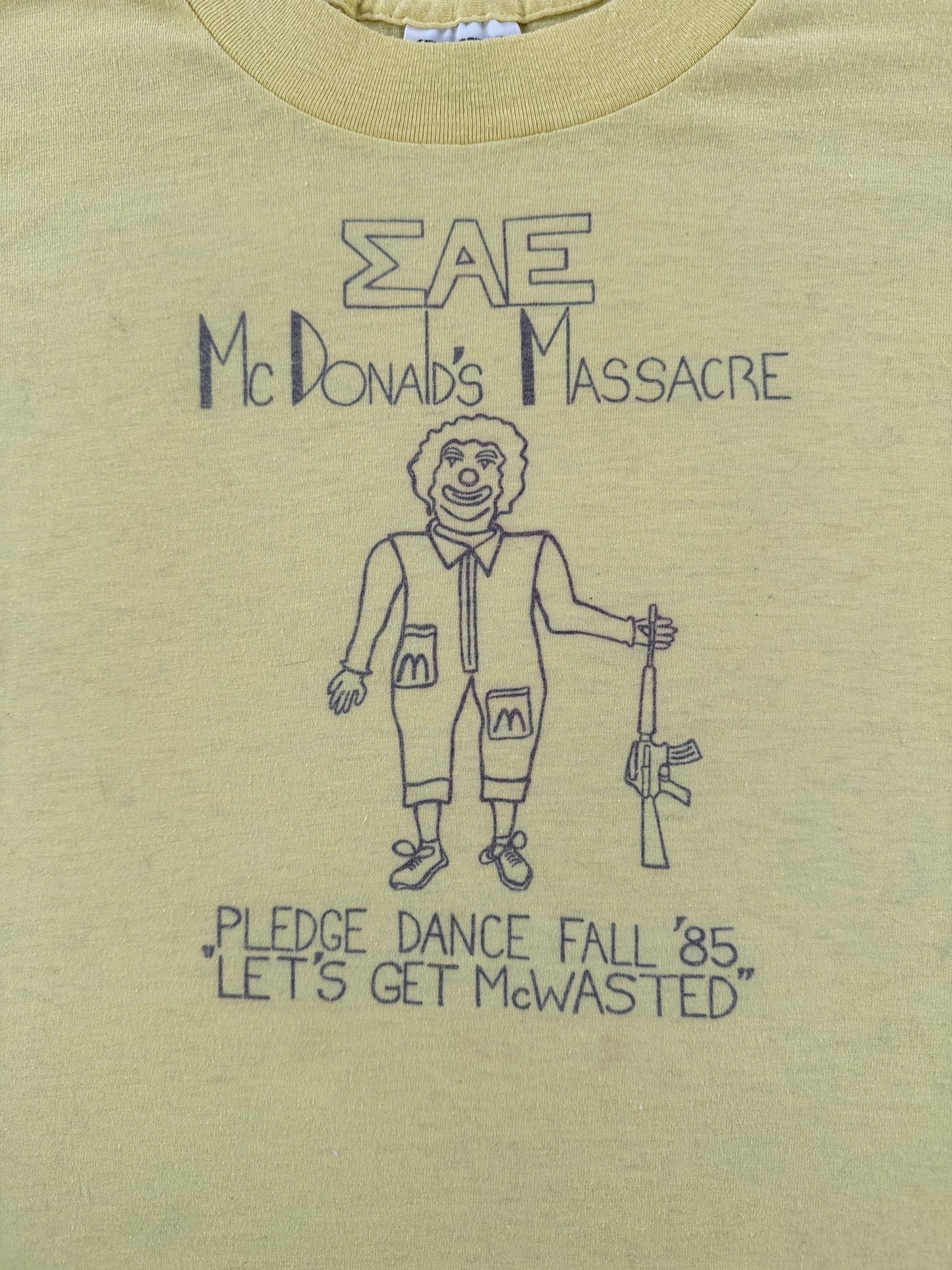 Front Graphic of Vintage '85 Frat Rush McWasted Tee SZ S