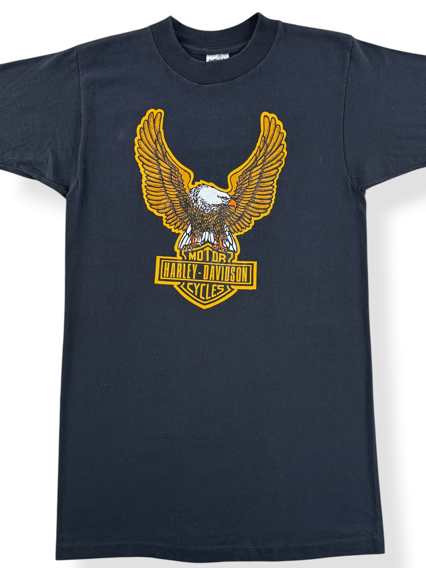 Front Close Up of Vintage Bellevue Harley Spread Eagle Tee SZ S (Fits XS)