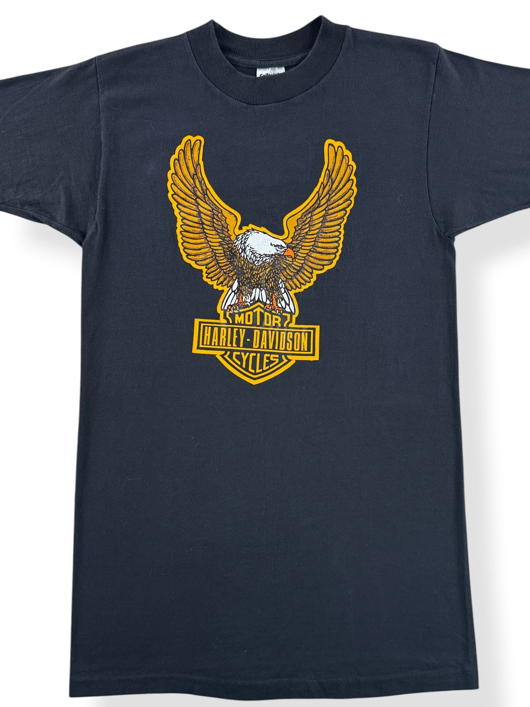 Front Close Up of Vintage Bellevue Harley Spread Eagle Tee SZ S (Fits XS)