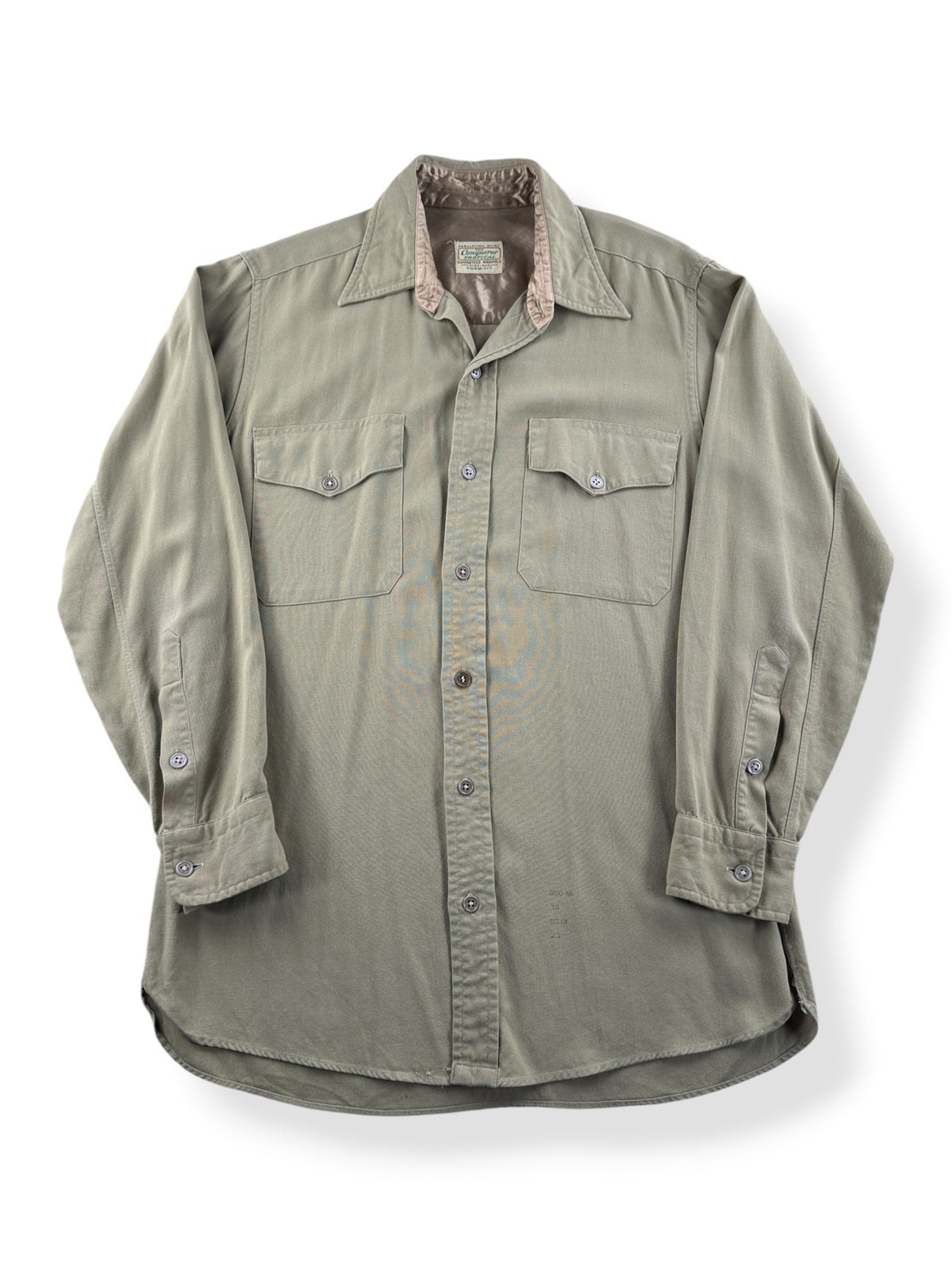 Front of Vintage Conqueror Tropical Army Shirt SZ L