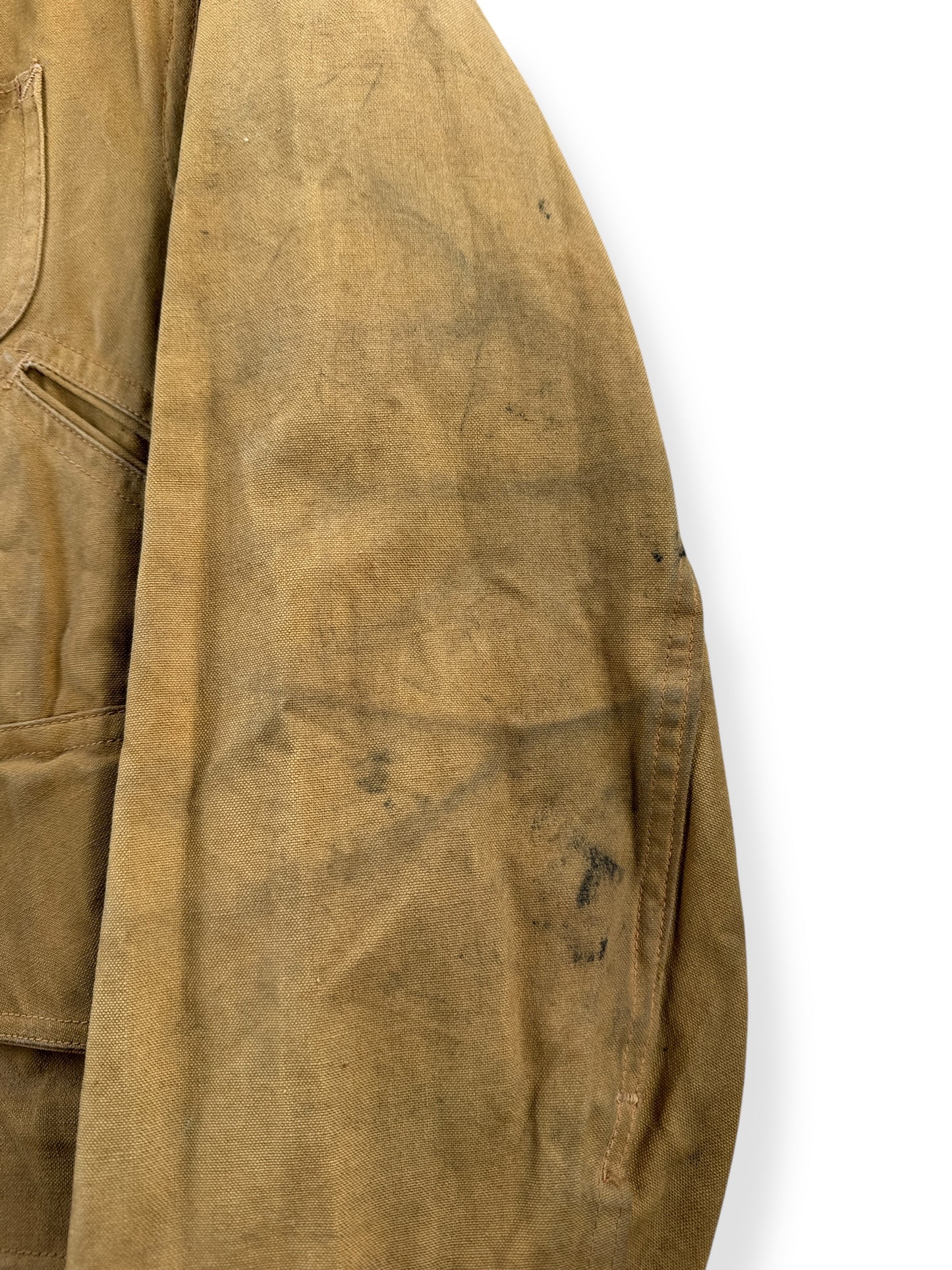 Sleeve on Vintage 1940s Blue Bill Hunting Coat SZ S