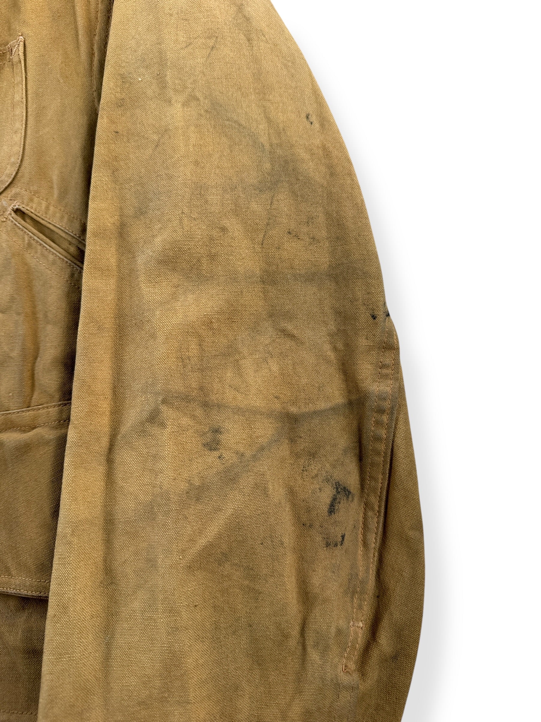 Sleeve on Vintage 1940s Blue Bill Hunting Coat SZ S