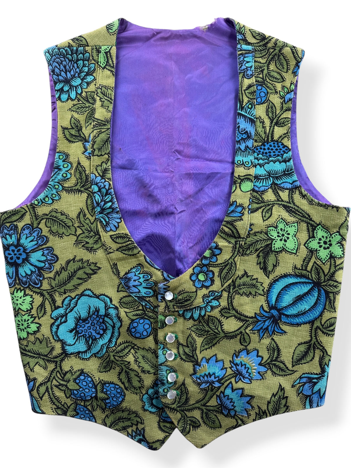 Close-up of Vintage Floral Tapestry Vest SZ M - AS IS