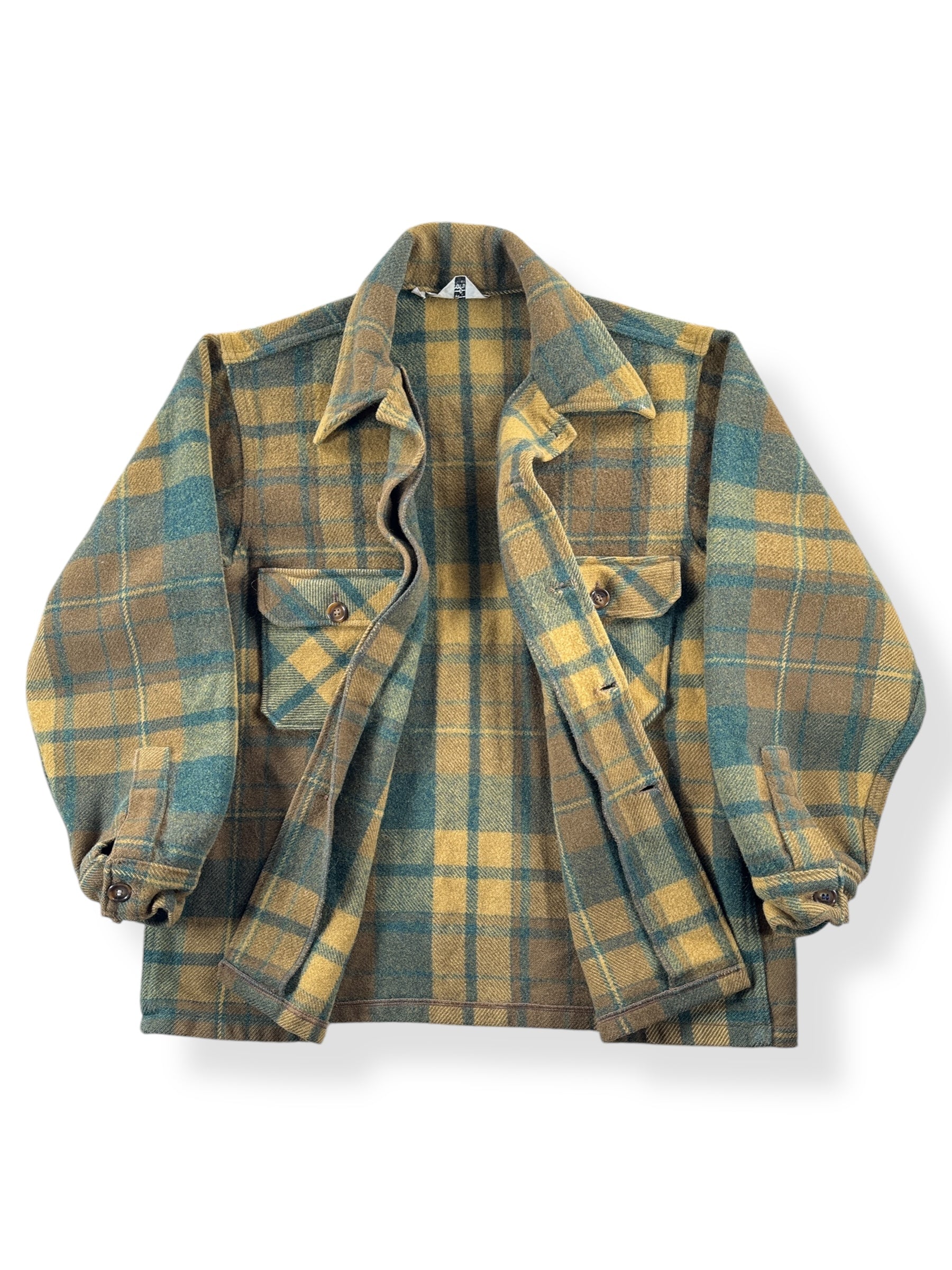 Inside of Vintage Woolrich Earth Toned Wool Jacket SZ 44
