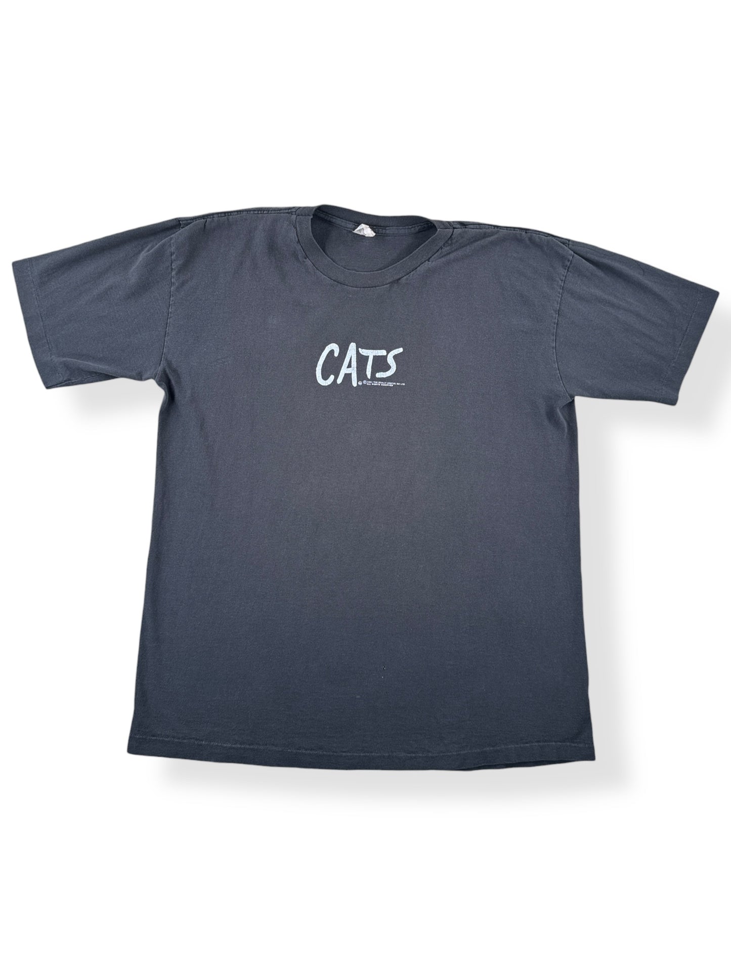 Front of Vintage Faded Black Cats Tee SZ XL