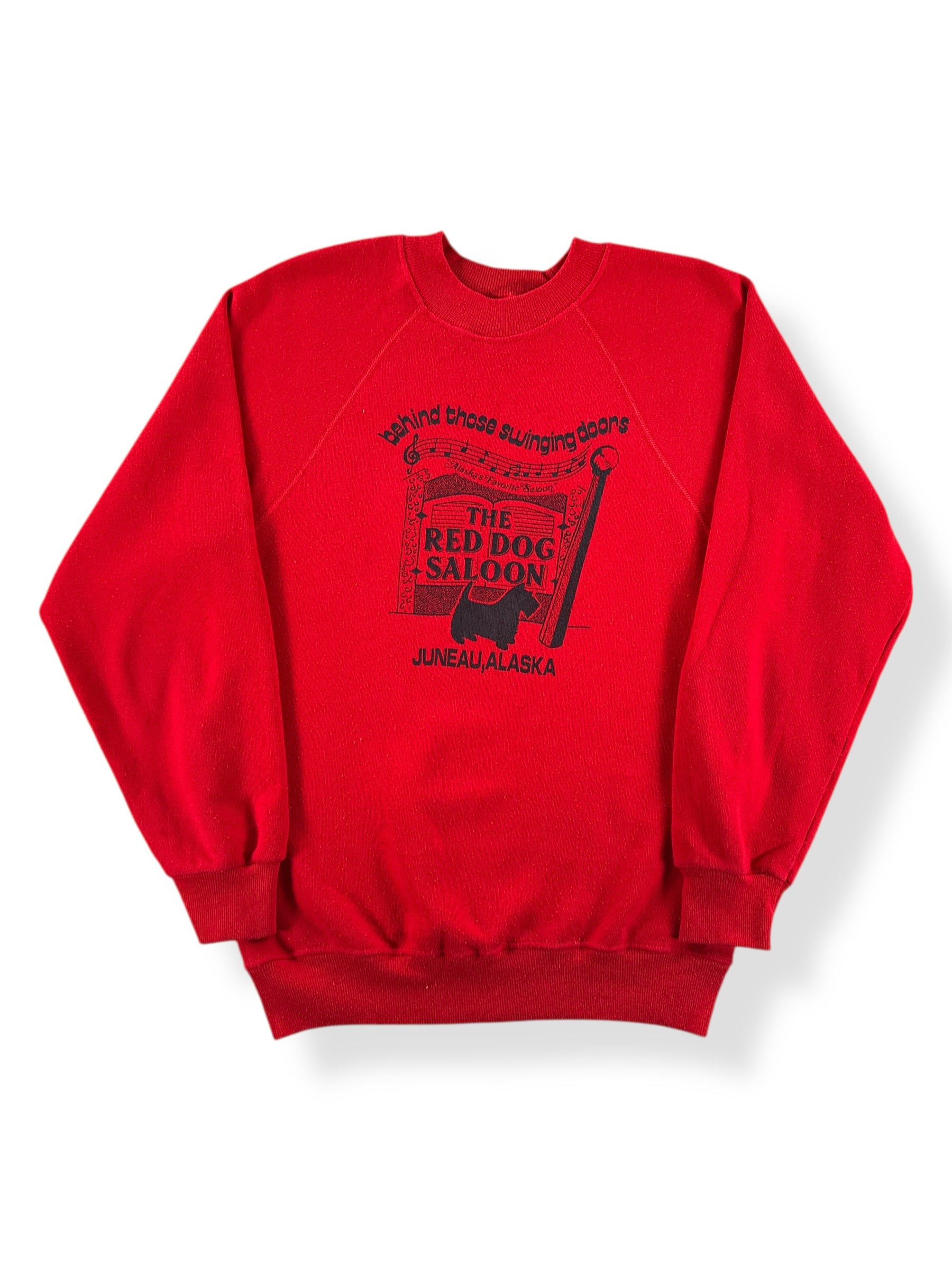 Front of Vintage Red Dog Saloon Crewneck SZ S (Fits XS)