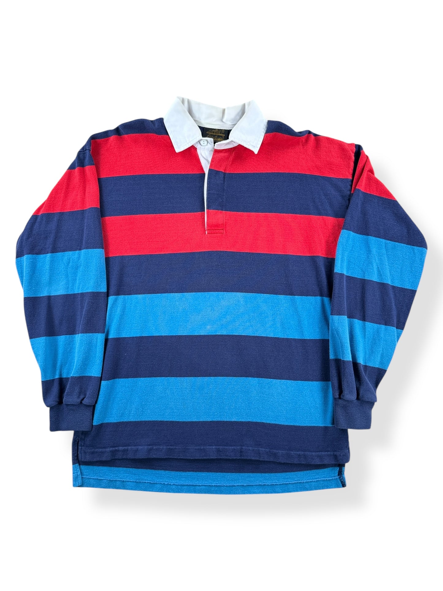 Front of Vintage 90s Eddie Bauer Striped Rugby Polo SZ XL