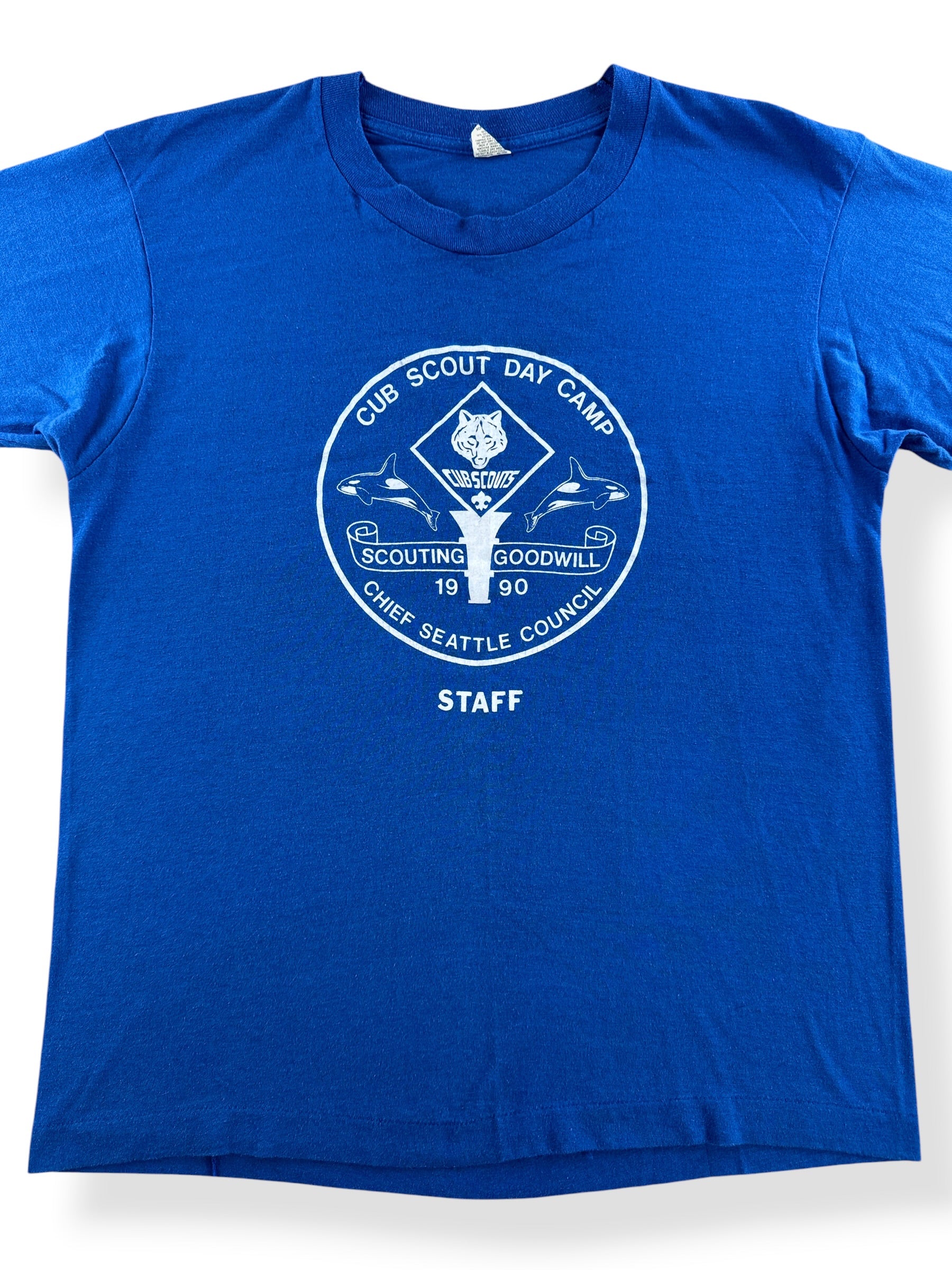 Close up of Vintage Chief Seattle Council Cub Scouts Tee SZ L