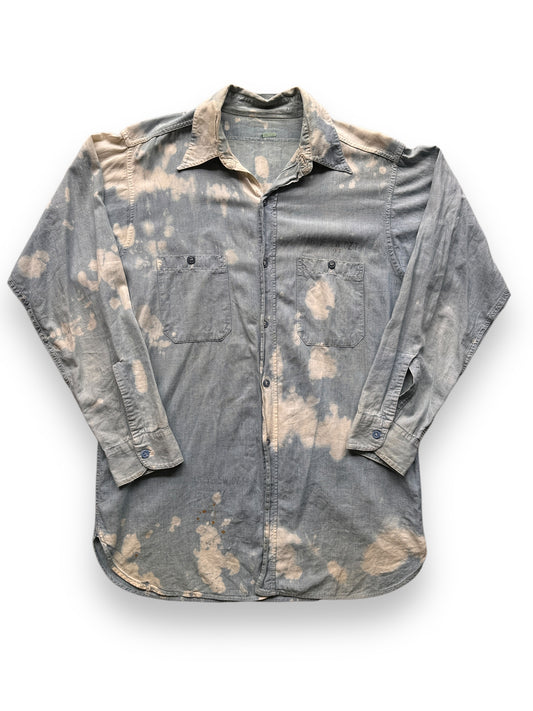 front of Vintage Bleach Splattered USN Chambray Shirt SZ XL