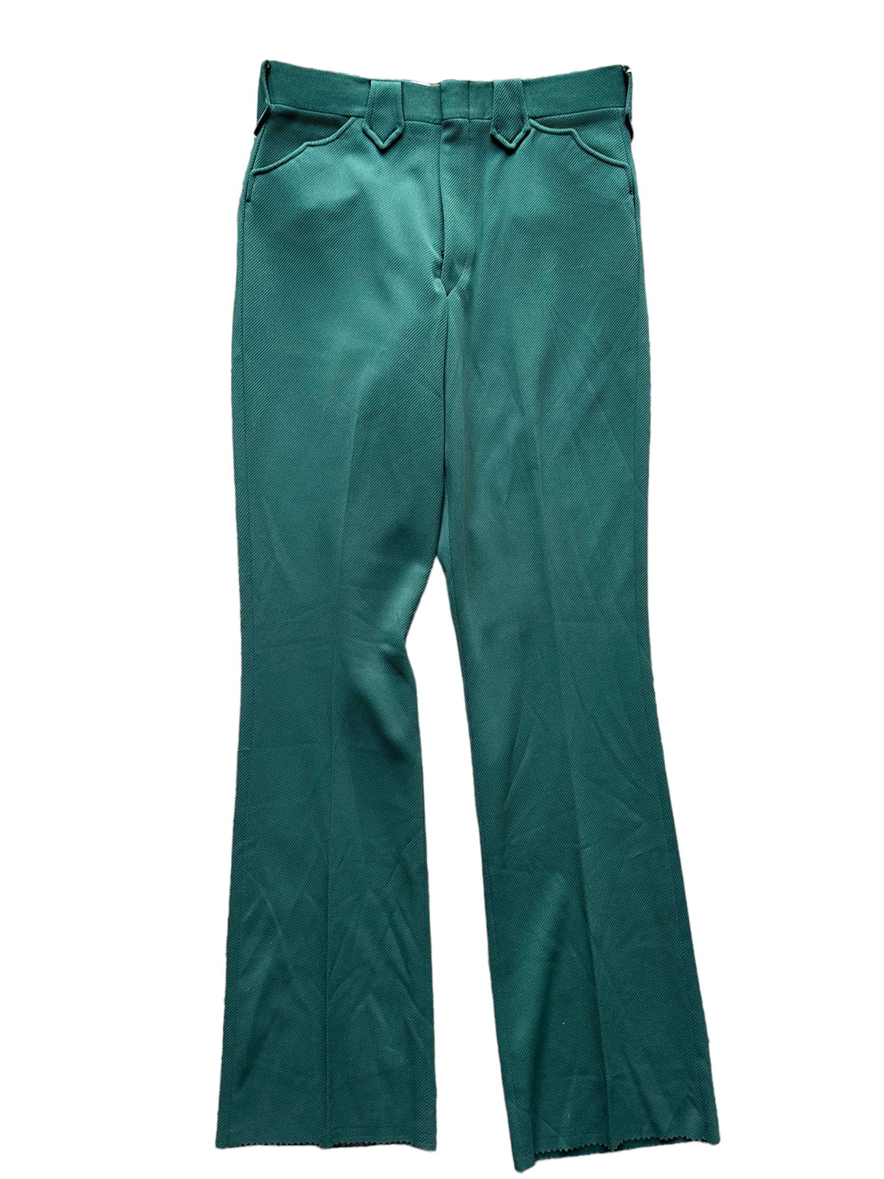 Full front view of Vintage Deadstock Ranch Western Wear Green Trousers 34x36 | Seattle Vintage Western Wear | Barn Owl True Vintage