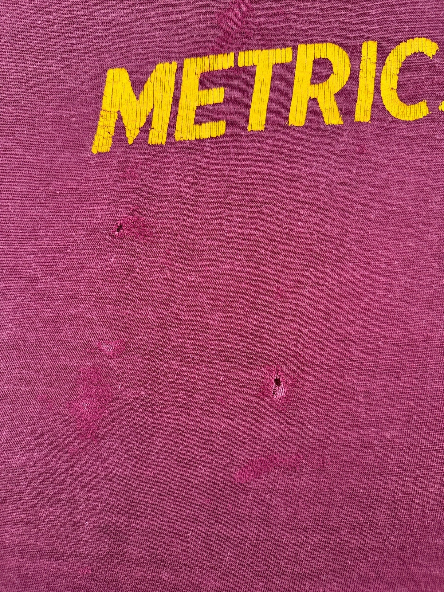 Hole on Vintage ISO Metrics Rayon/Cotton Blend Jersey SZ M