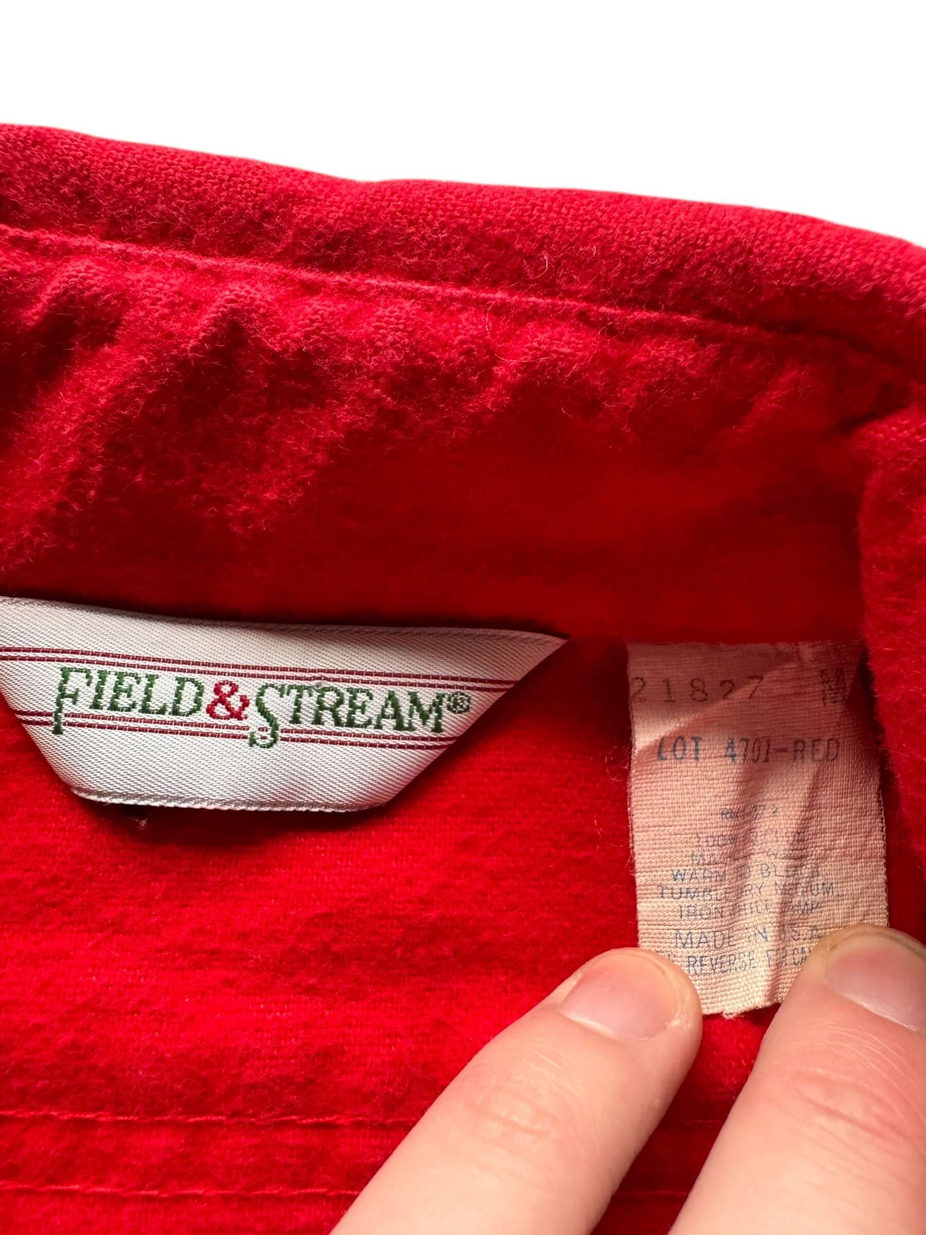 tag on Vintage Field and Stream Red Chamois Shirt SZ M