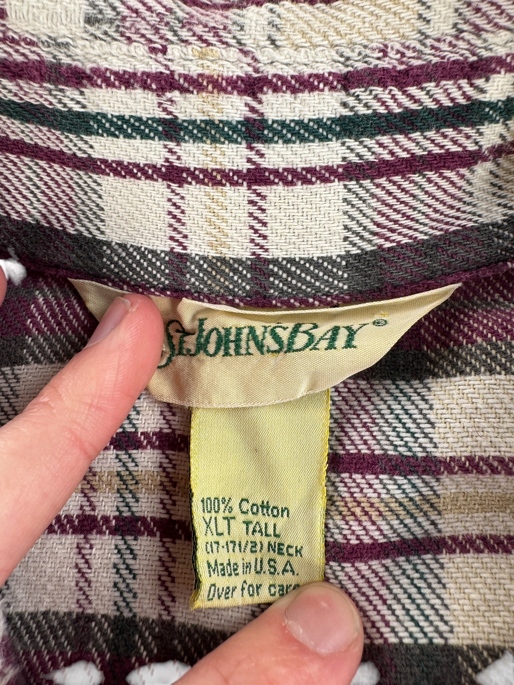 Tag on Vintage St Johns Bay Cotton Flannel SZ XLT