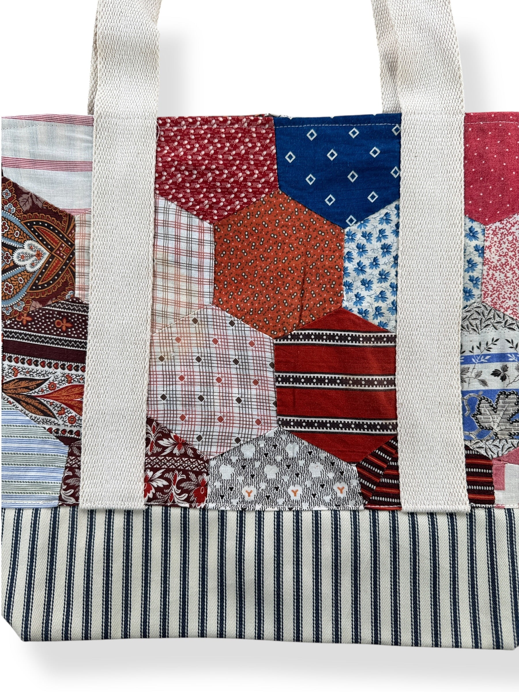 Side A Close Up of Archive Craft X Barn Owl Vintage Quilt Tote Bag