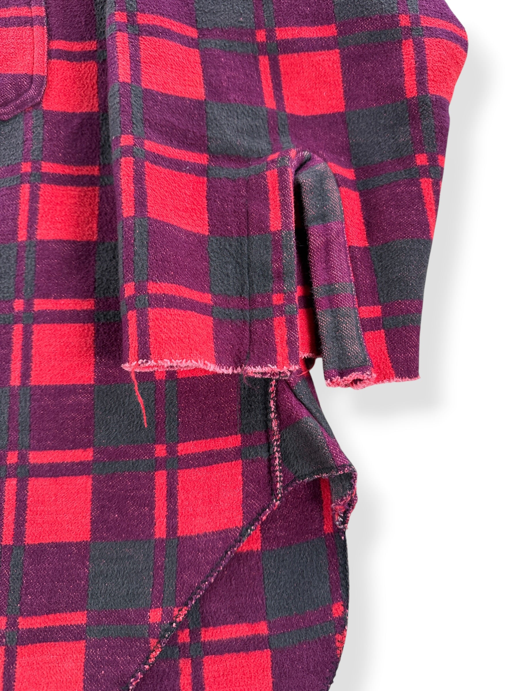 Chopped Sleeve on Vintage Champion Cotton Camp Blanket Chopper Flannel SZ 17 1/2 (Fits L)