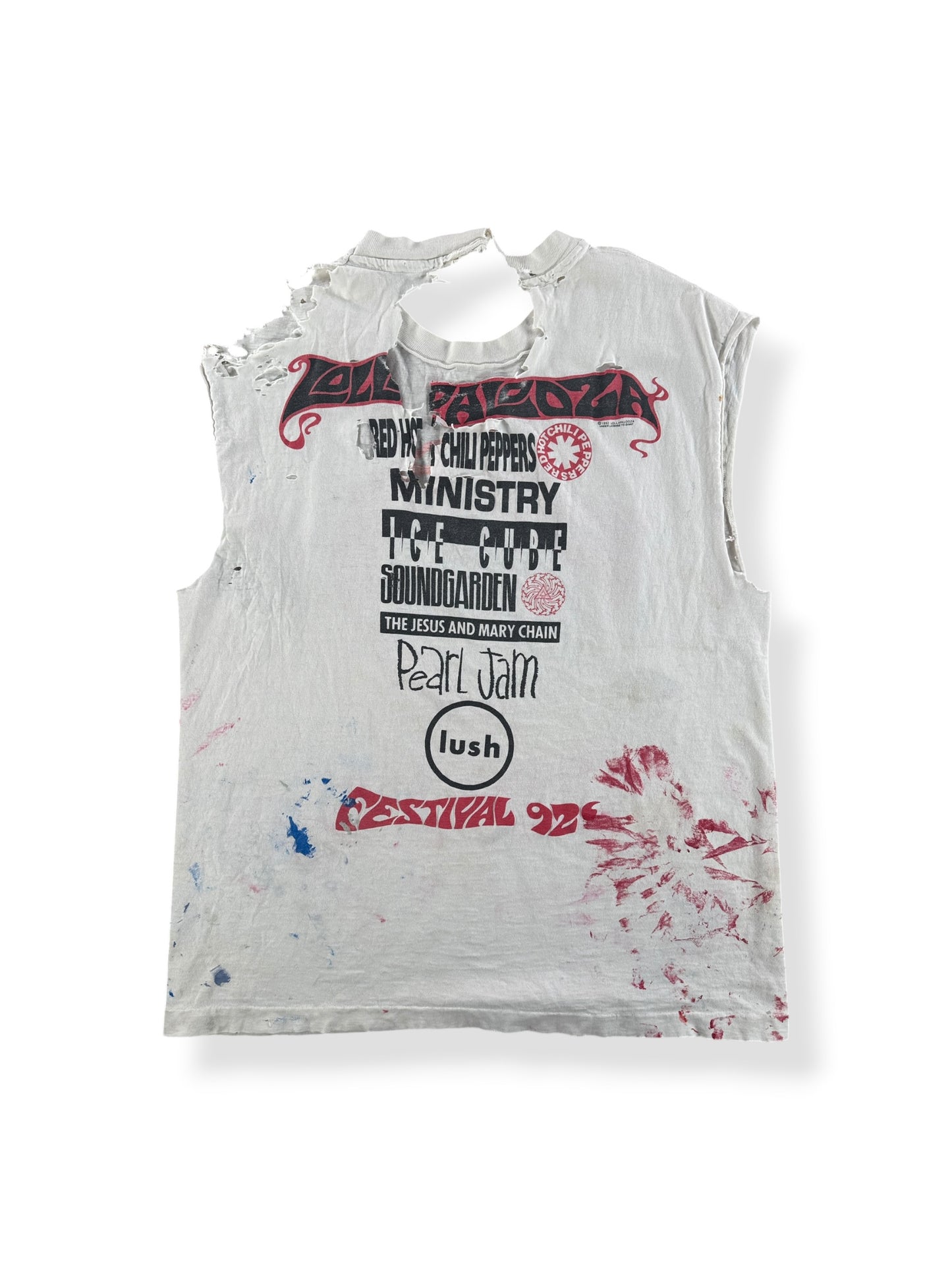 Back of Vintage Thrashed 1992 Lollapalooza Tee SZ L - AS IS