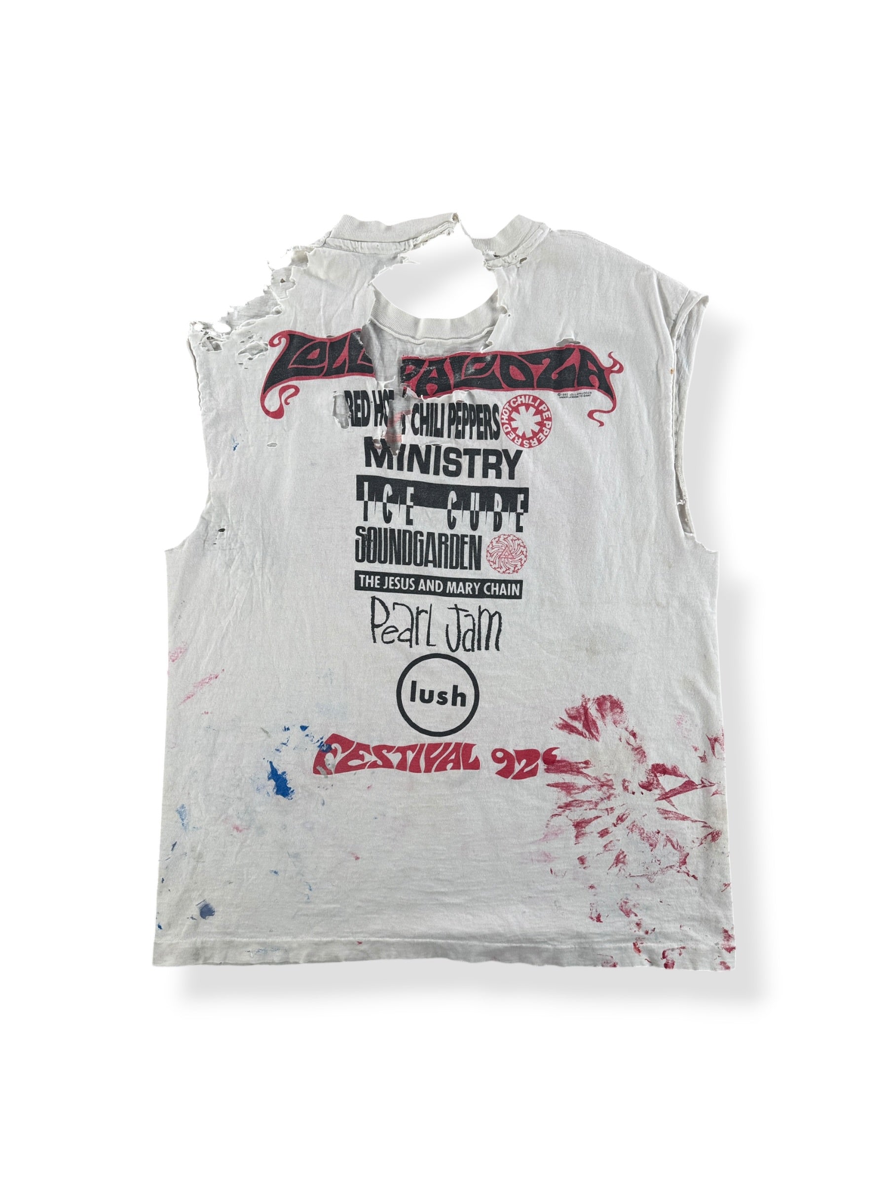 Back of Vintage Thrashed 1992 Lollapalooza Tee SZ L - AS IS