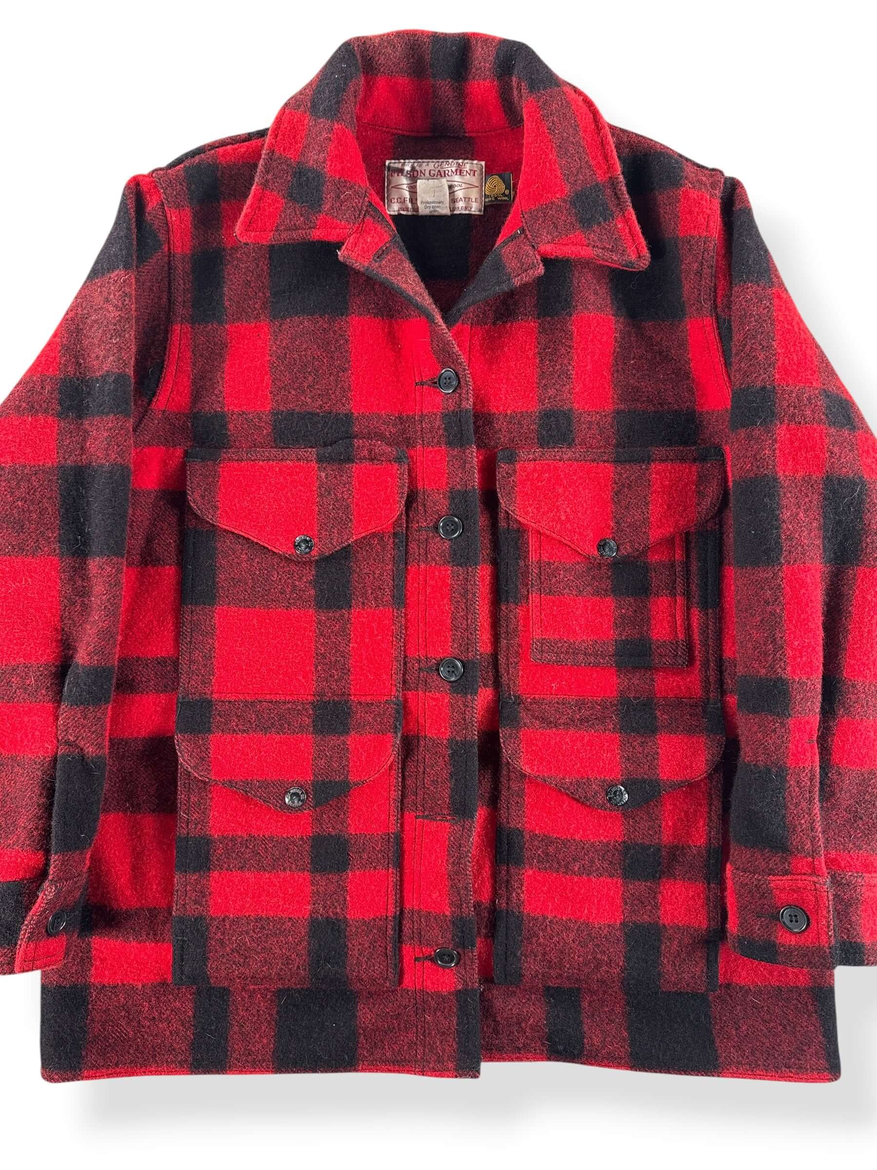 Front Close Up of Vintage 80s Womens Filson Mackinaw Jacket SZ 16 - AS IS