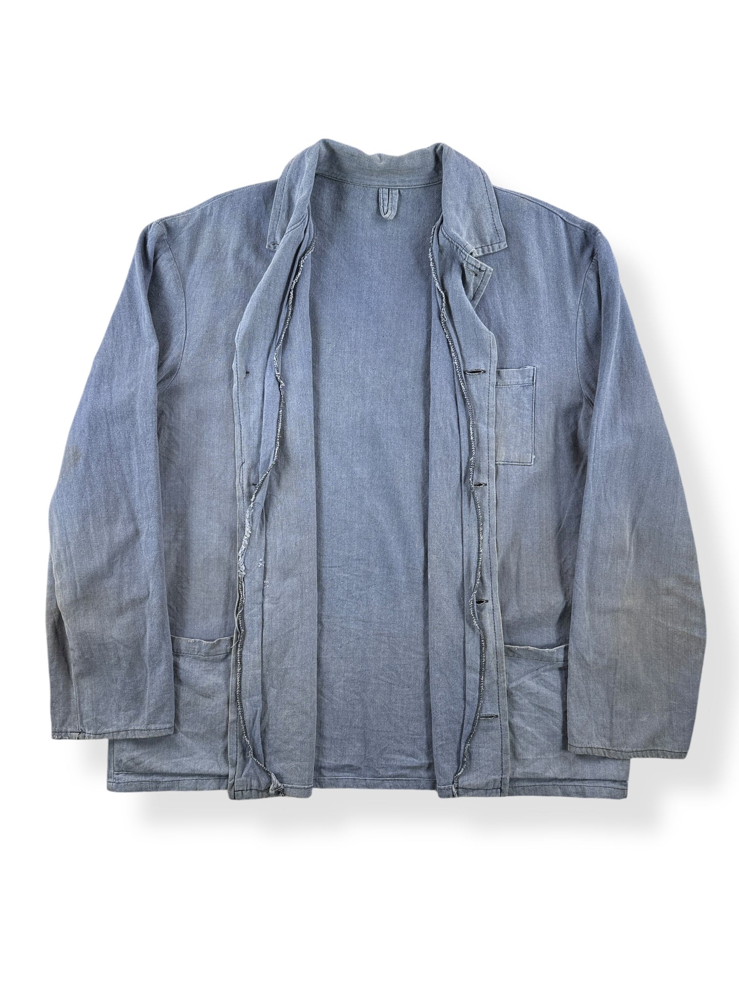 Inside of Vintage Faded And Distressed French Chore Coat SZ L