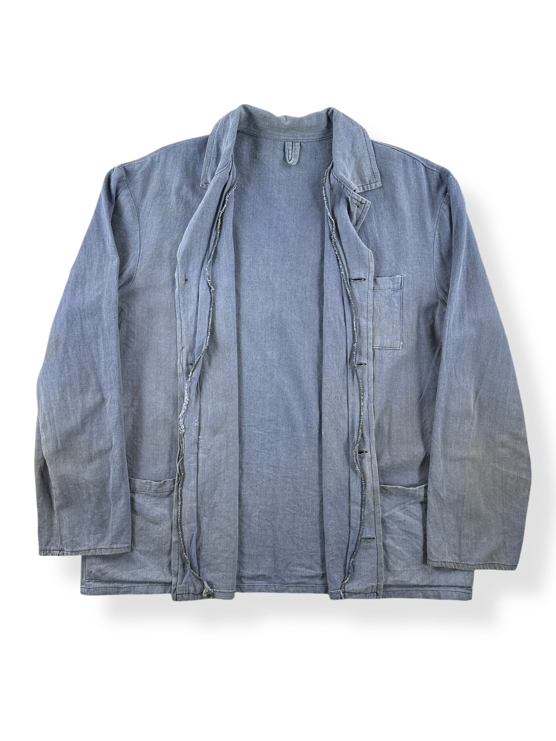 Inside of Vintage Faded And Distressed French Chore Coat SZ L